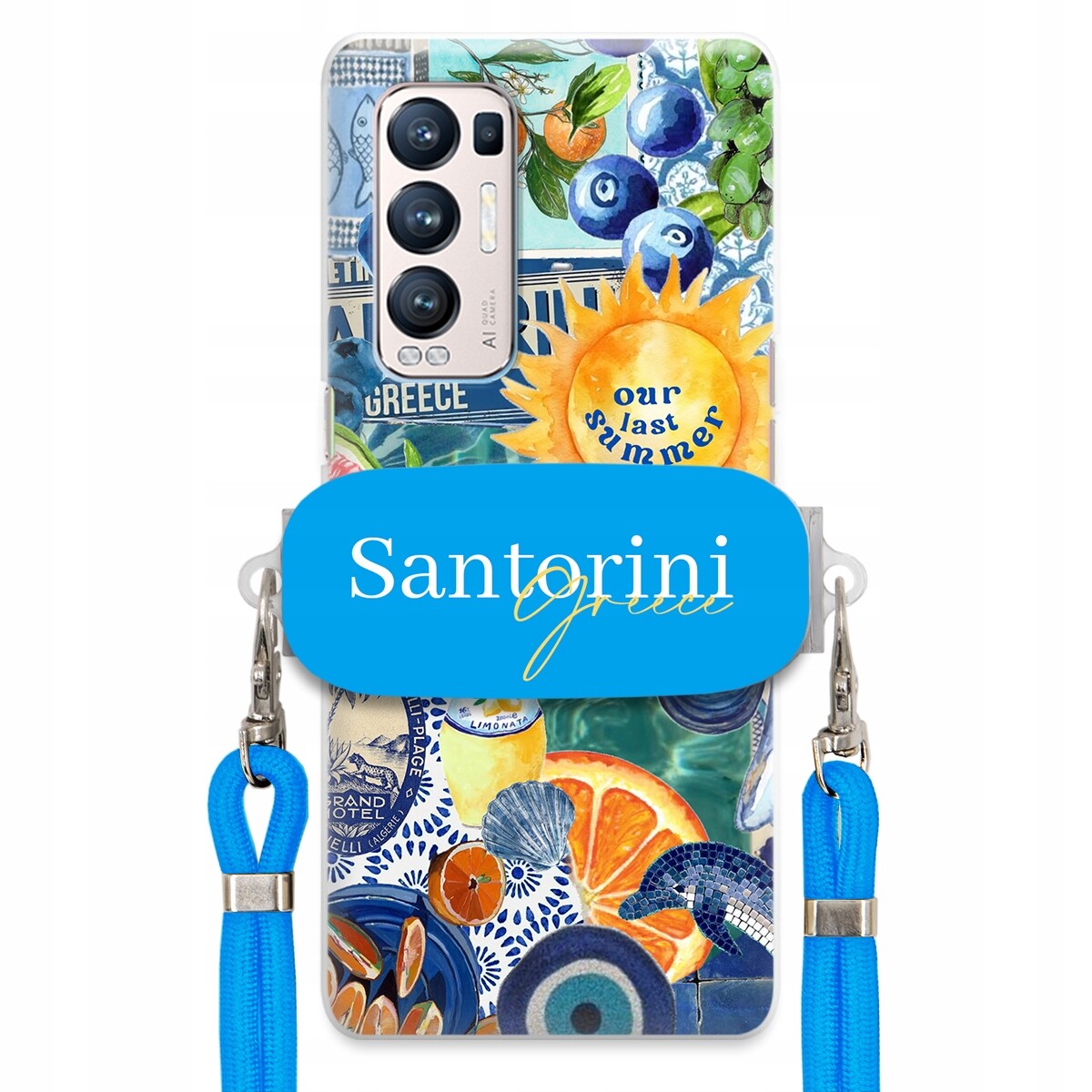 Pouzdro pro Oppo Reno 5 Pro Plus 5G Modré vodítko Crossbody+ Držák Santorini