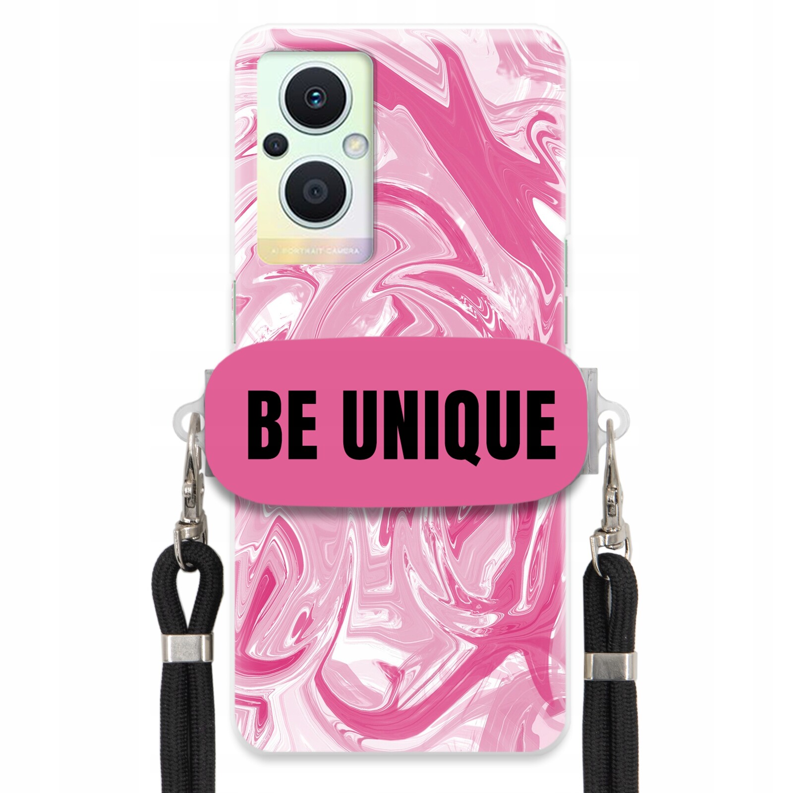 Pouzdro pro Oppo Reno 8 Lite Case úchytka na šňůrku Černá Růžová Mramorová Unique