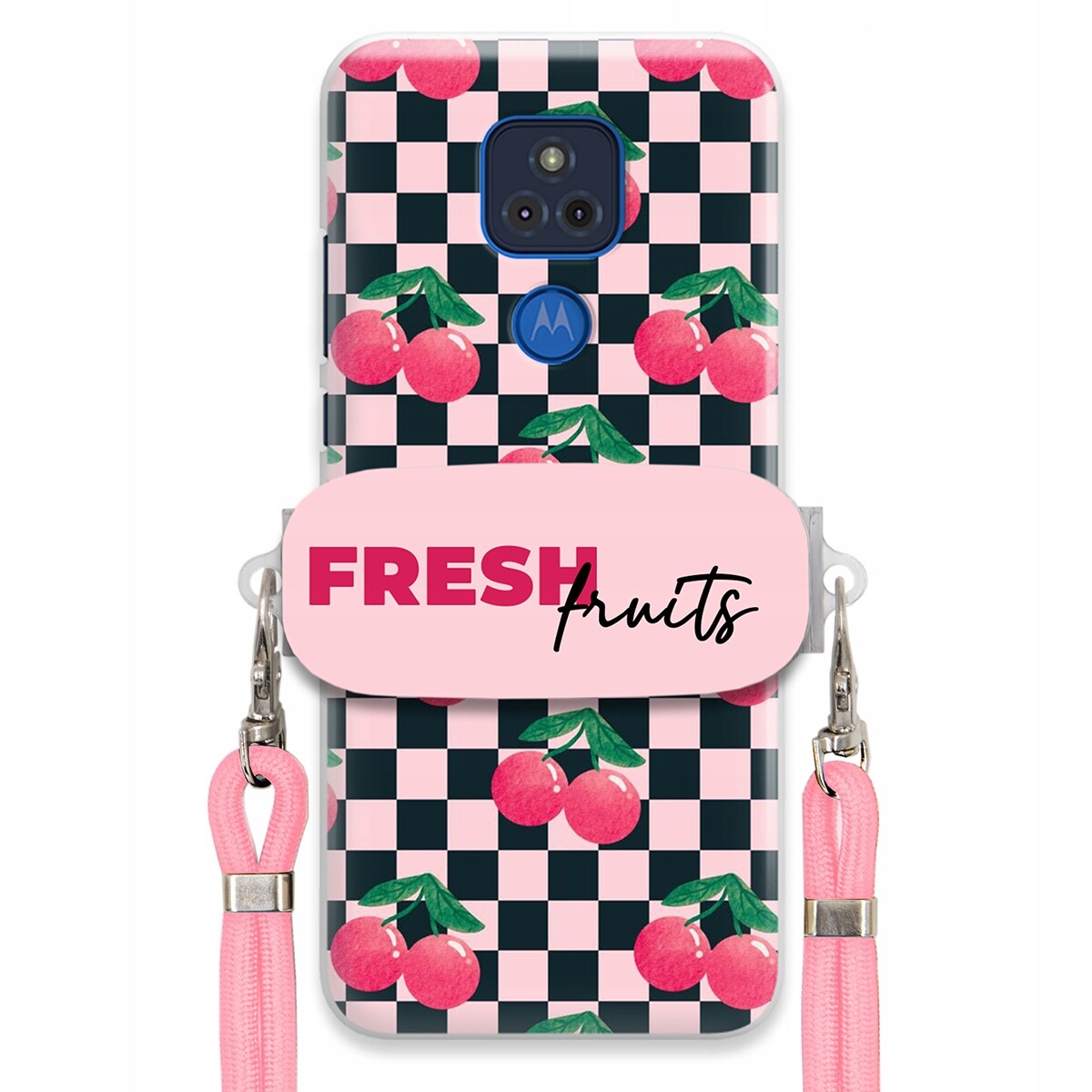 Pouzdro pro Motorola G Play 2021 Růžové vodítko Funkční držák Fresh Fruits