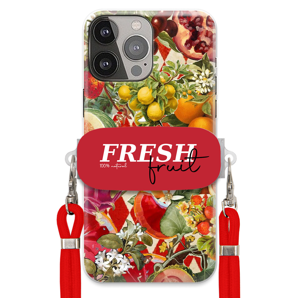 Pouzdro pro iPhone 13 Pro Max Červené vodítko Crossbody Držák Fresh Fruit