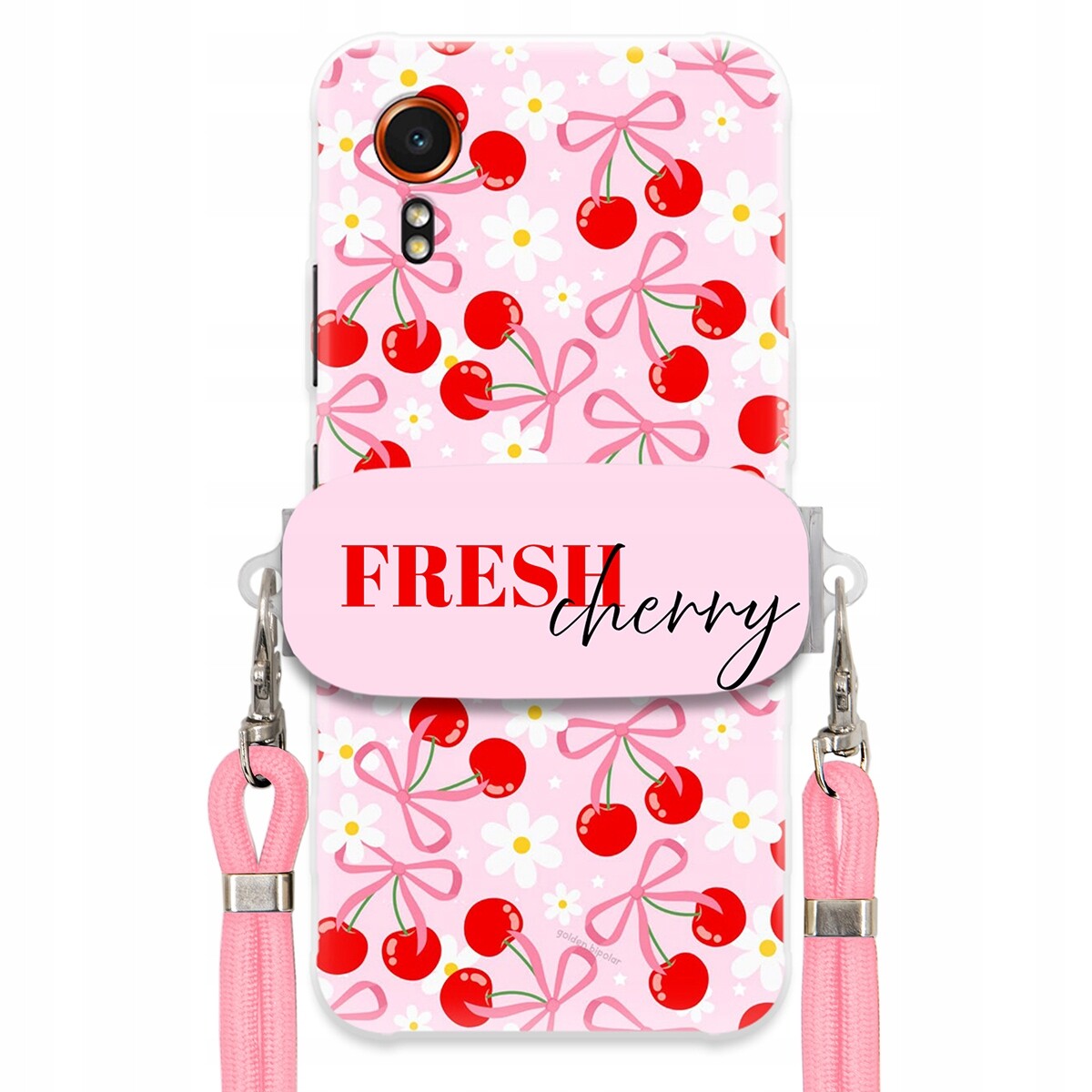 Pouzdro pro Samsung Xcover 7 Case Držák na šňůrku Růžový Fresh Cherry Mašle