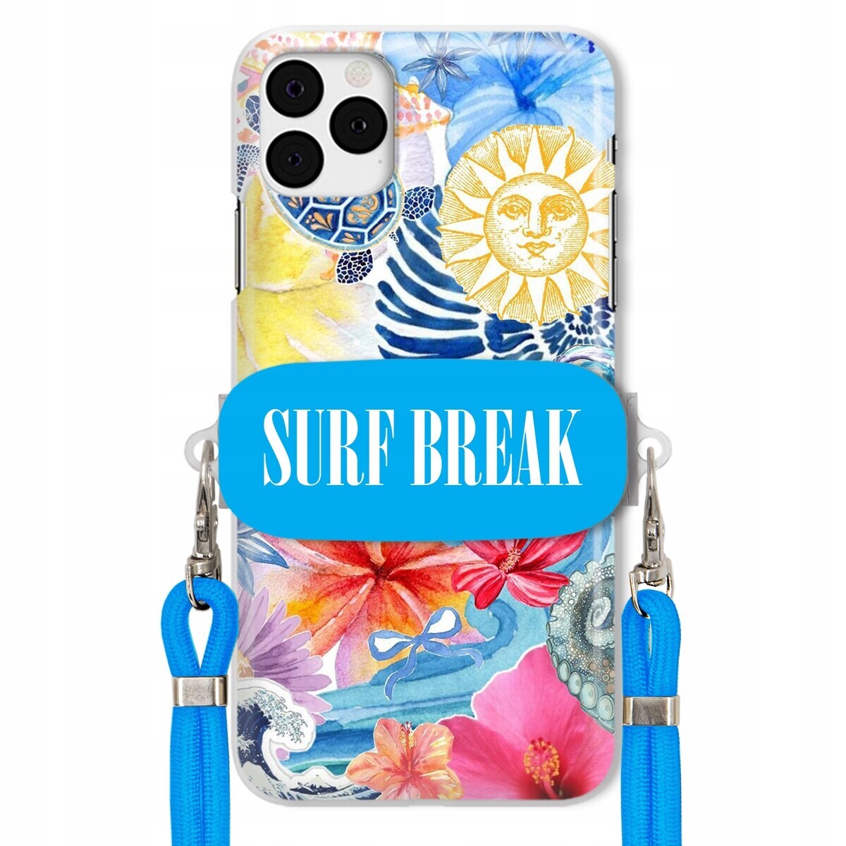 Pouzdro pro iPhone 11 Pro Crossbody vodítko modré Držák Surf Break Dovolená