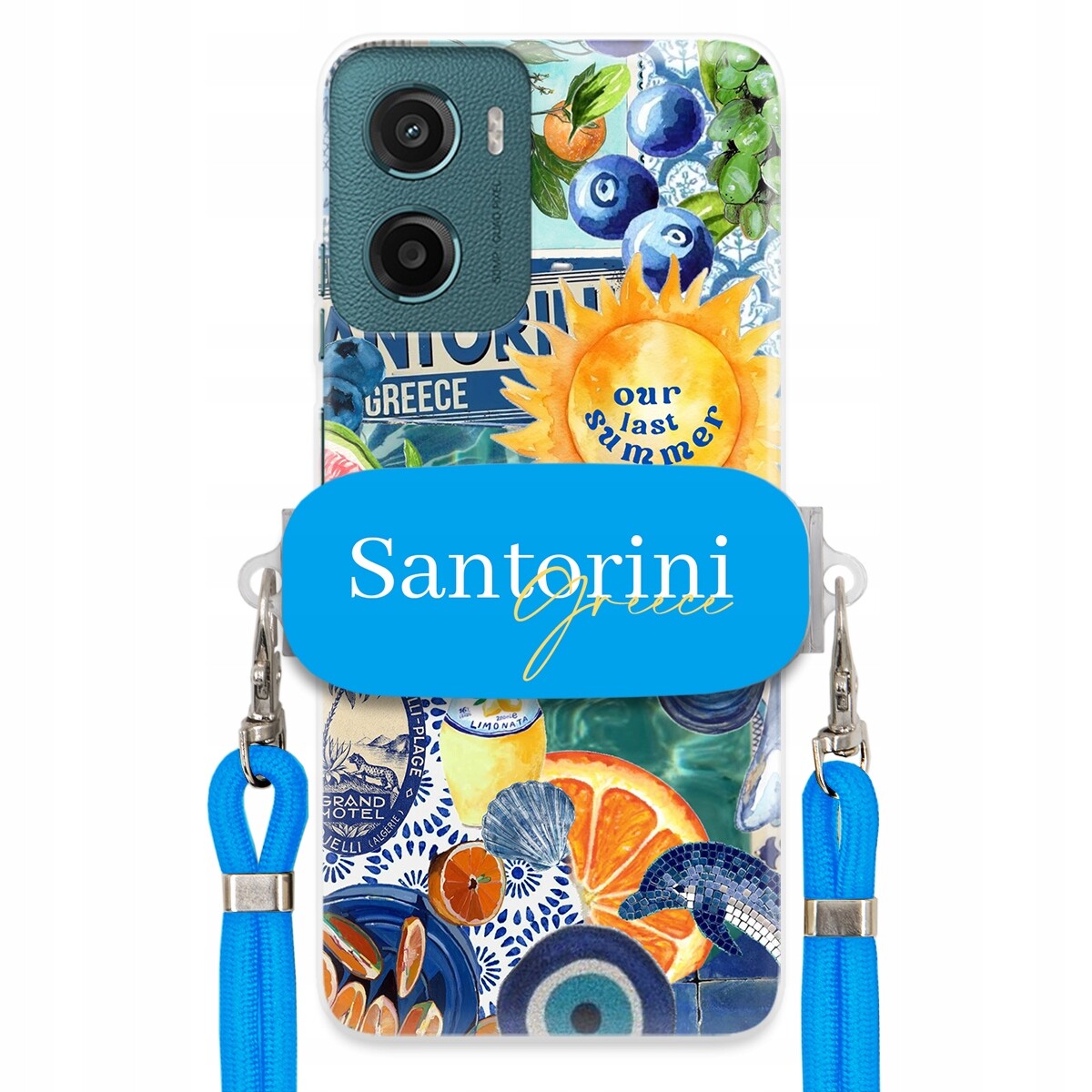 Pouzdro pro Motorola G05 Modré Crossbody vodítko Držák Santorini Sea Vibes
