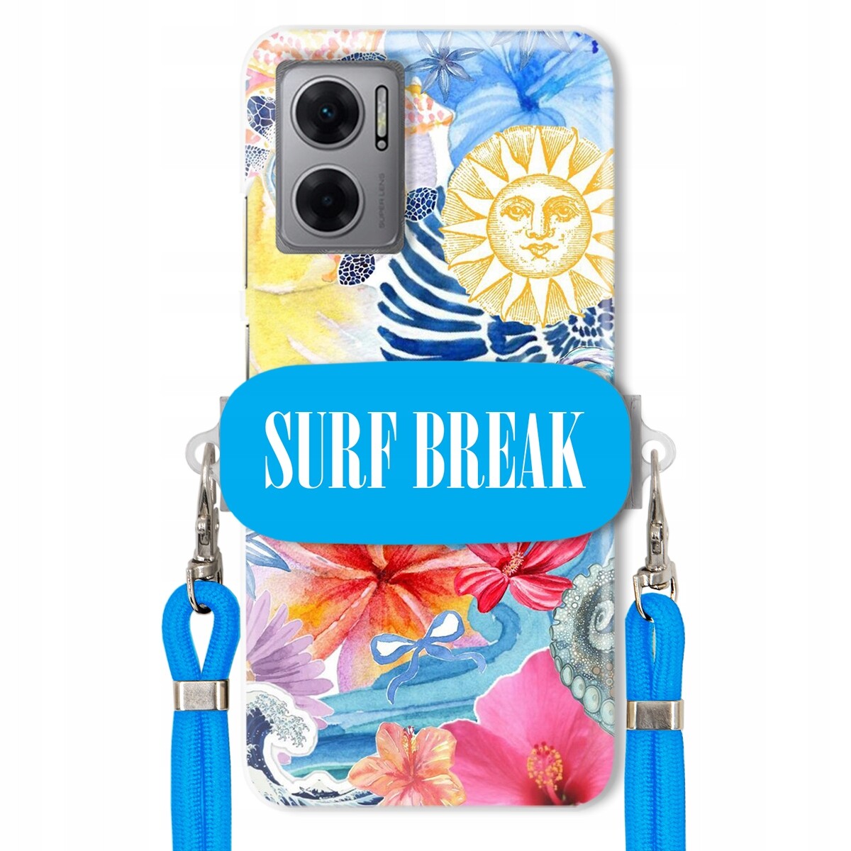 Pouzdro pro Xiaomi Redmi 10 5G Crossbody vodítko modré Držák Surf Break Dovolená