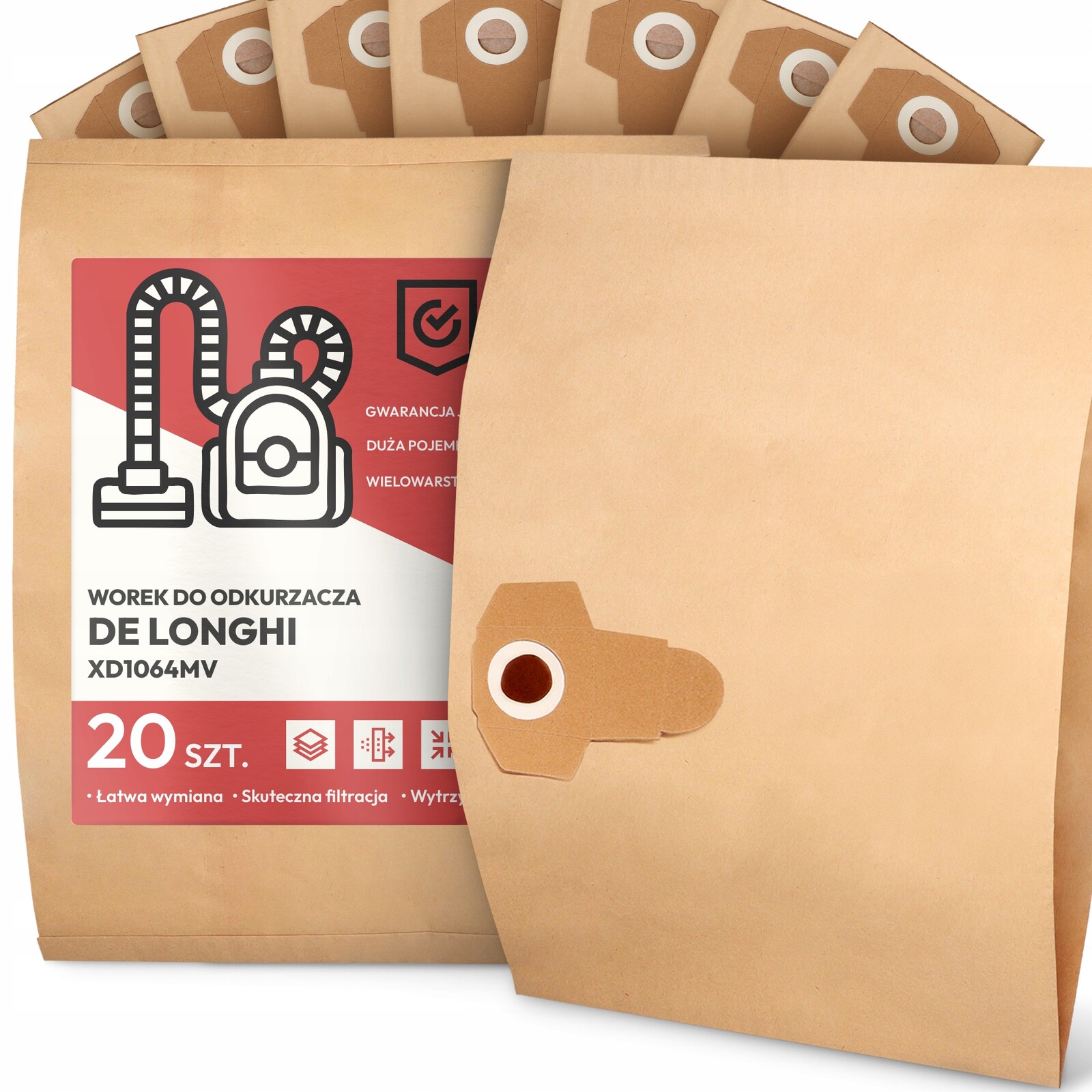 20 x Sáček Do Vysavače Longhi XD1064MV Papírový 2-vrstvový Sáček 2A