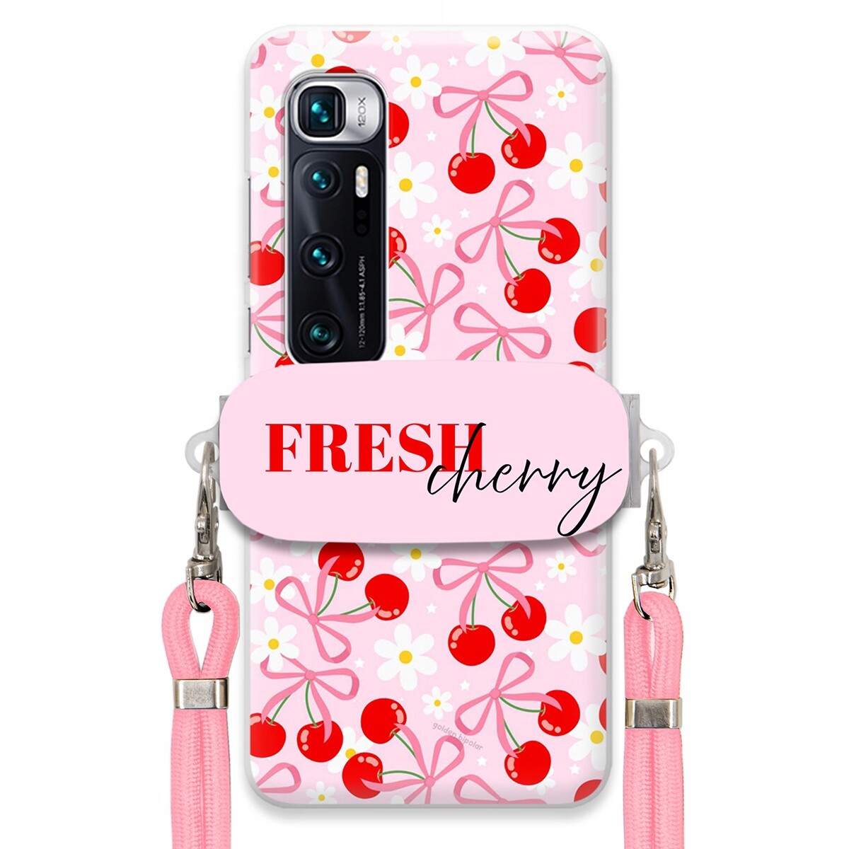 Pouzdro pro Xiaomi Mi 10 Ultra Case Držák Šňůrky Růžová Fresh Cherry Kokardy