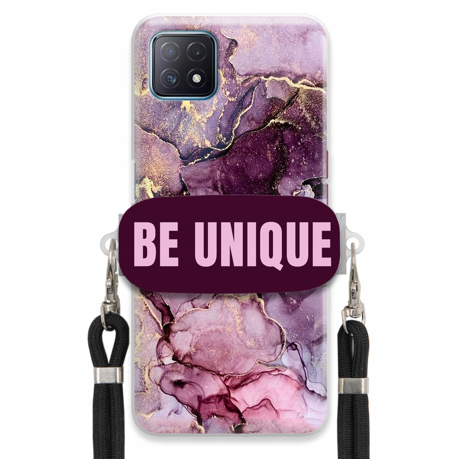 Pouzdro Premium pro Oppo A72 5G Case Uchopovací šňůrka Černá Fialová Mramorová