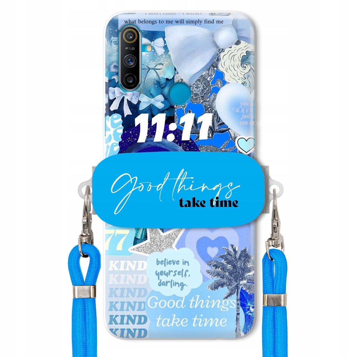 Pouzdro pro Realme C3 Držák Crossbody vodítko Good Things Take Time Lata