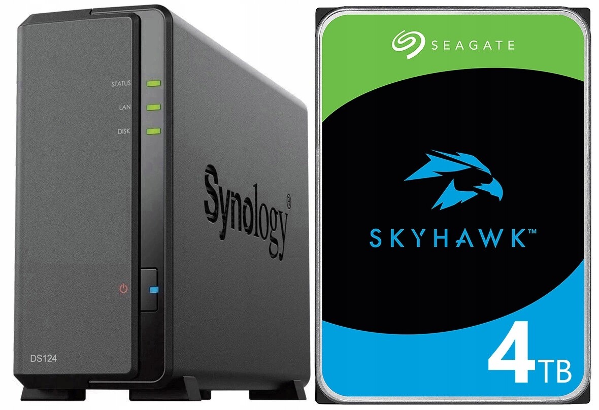 Nas server Synology DiskStation DS124 s 4TB diskem Seagate SkyHawk