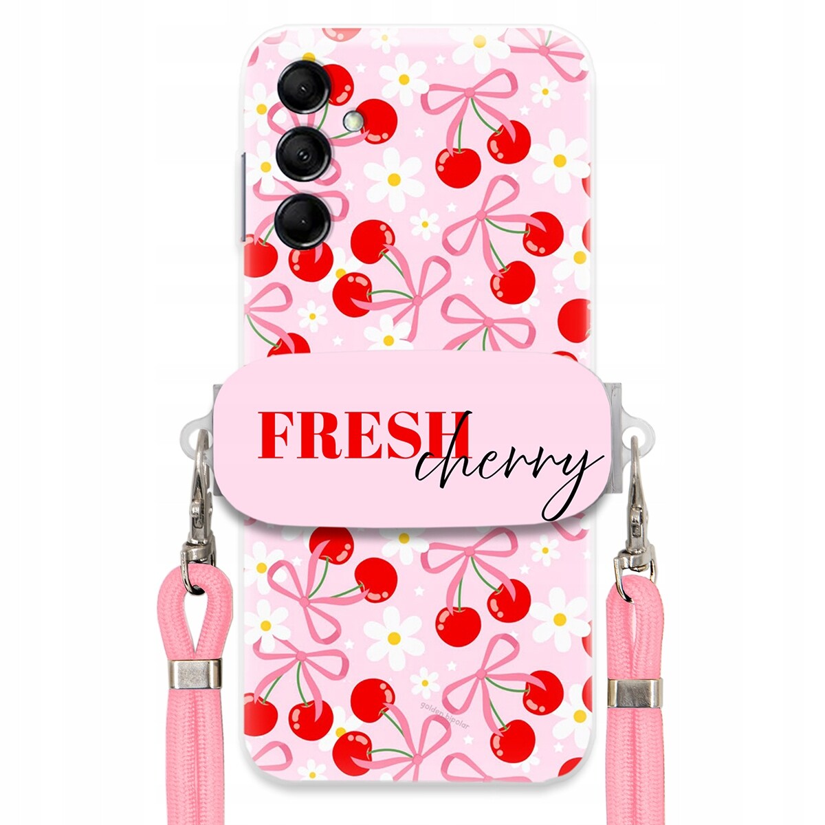 Pouzdro pro Samsung M14 5G Case Držák Šňůrka Růžová Fresh Cherry Mašle
