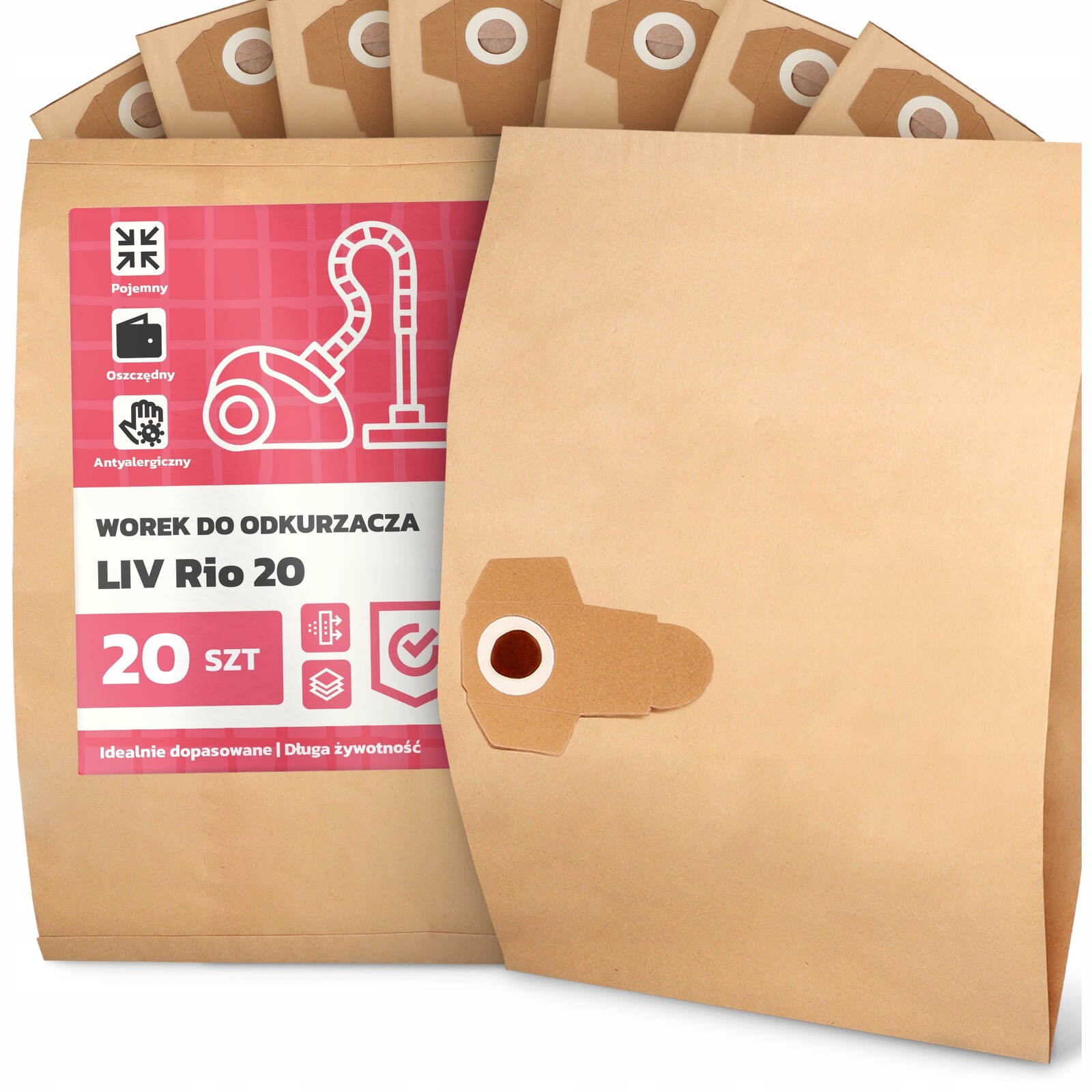 20 x Sáček Do Vysavače Liv Rio 20 Papírový 2-vrstvový Sáček Sáčky 2A