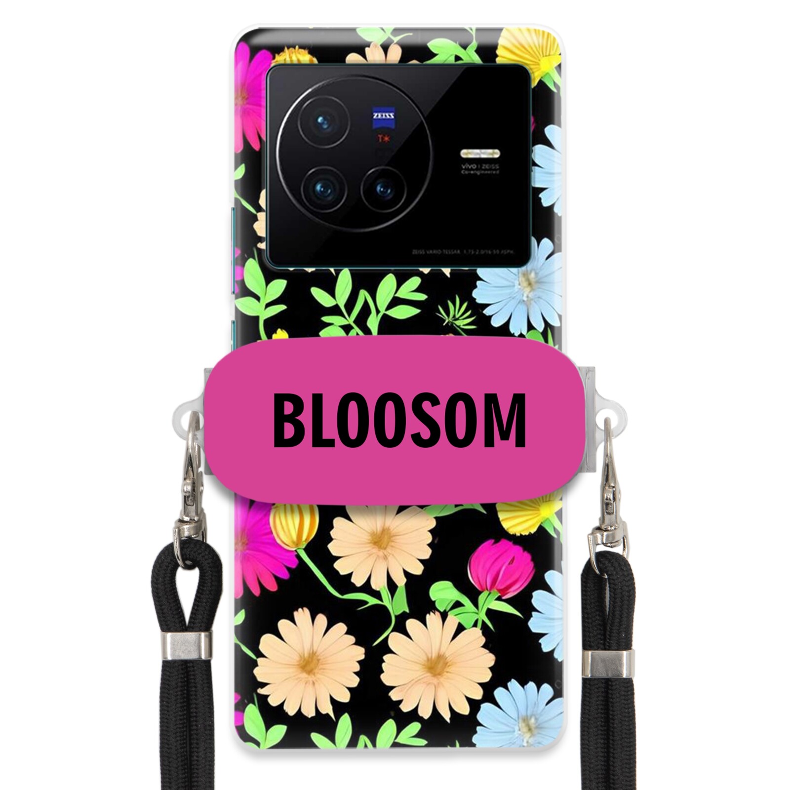 Pouzdro Crossbody Držák Pro Vivo X80 Kryt Case Květiny Bloosom Flower