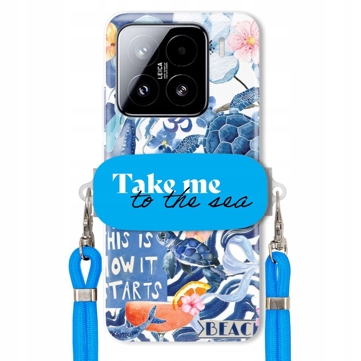 Pouzdro pro Xiaomi 15 Modré Crossbody vodítko Držák Take Me To The Sea Top