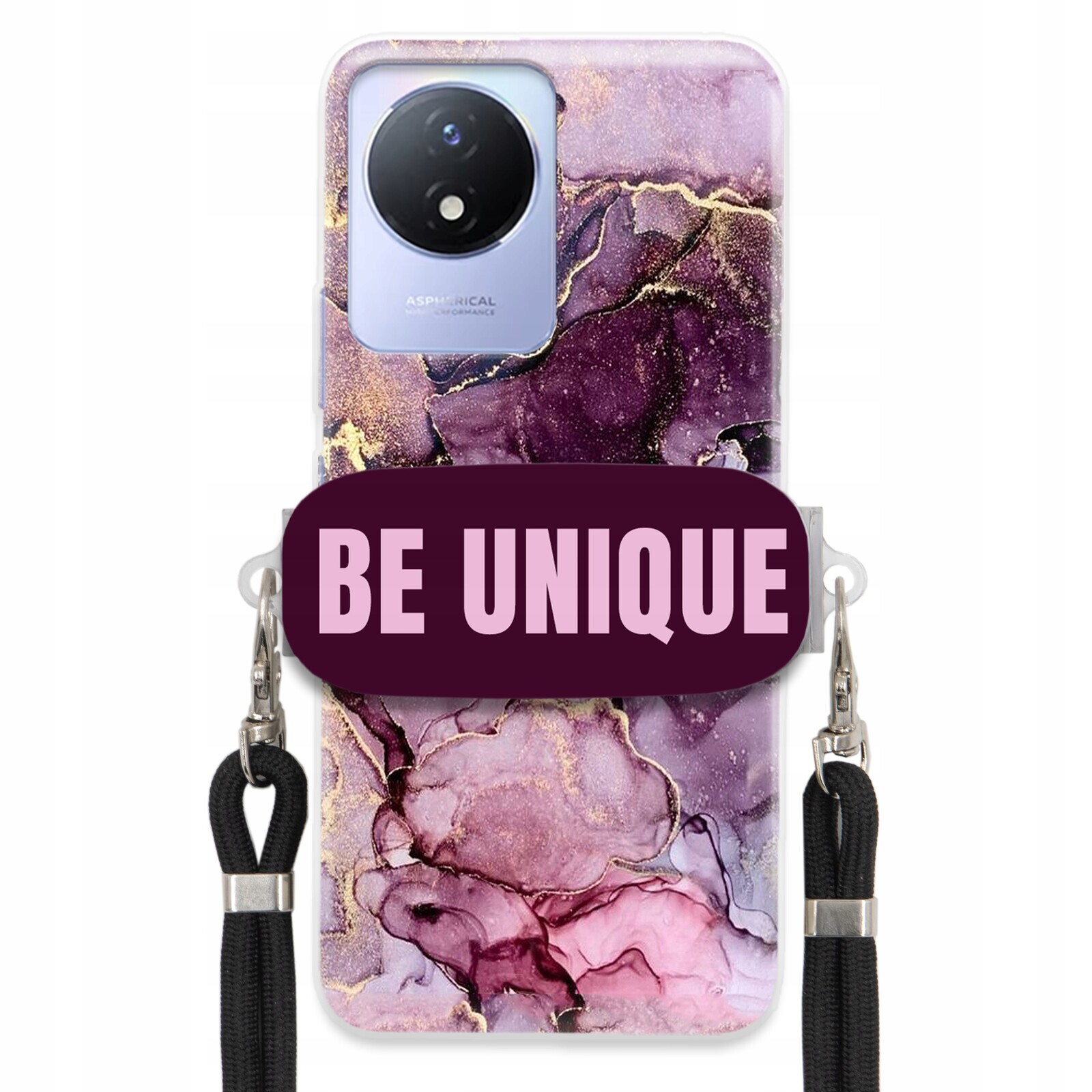 Pouzdro Premium pro Vivo Y11 2023 Case Uchywt Šňůra Černá Fialová Mramorová