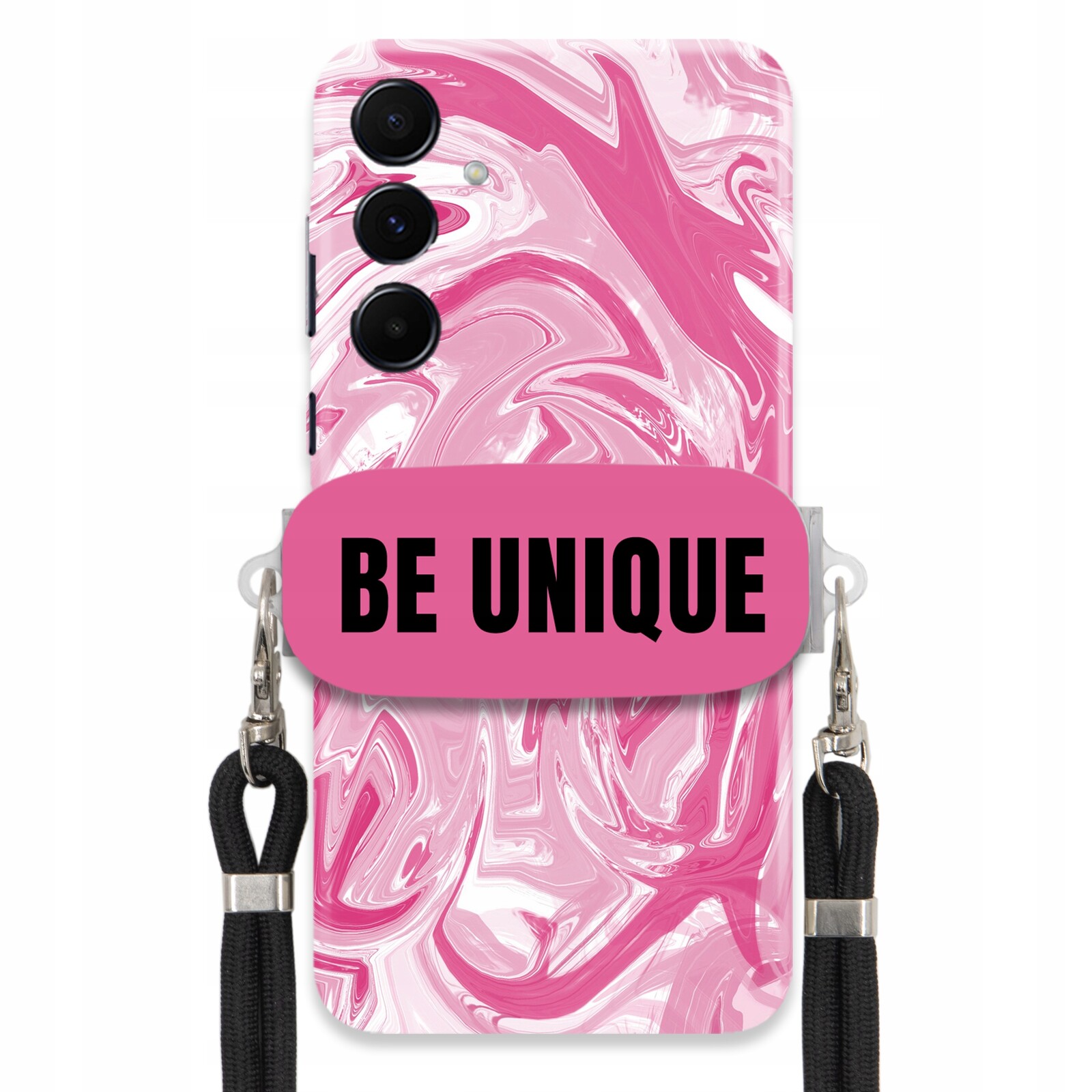 Pouzdro pro Samsung A55 5G úchytka na šňůrku Černá Růžová Mramorová Be Unique