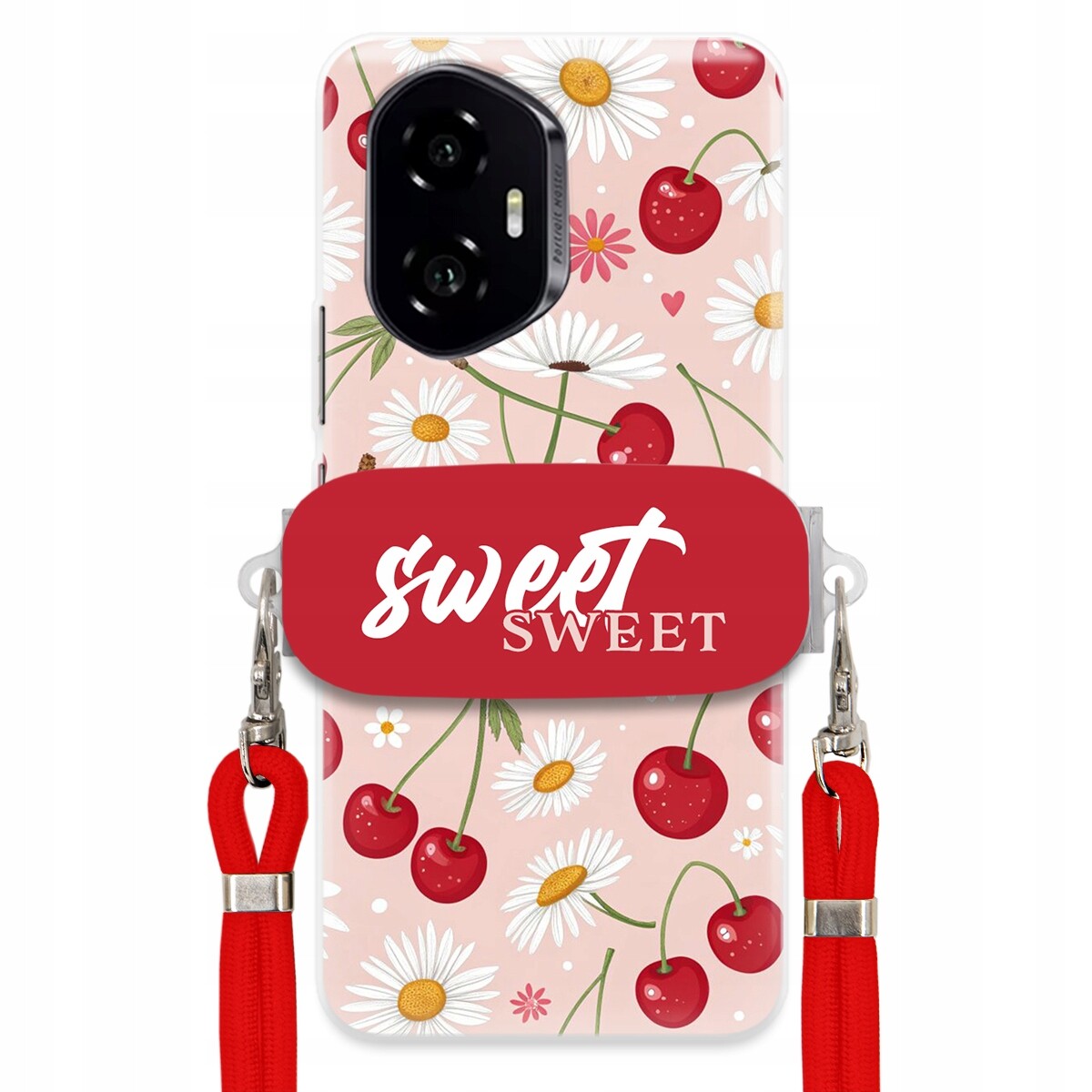 Pouzdro pro Honor 300 Červené vodítko držák Sweet Sweet Višeň a sedmikráska