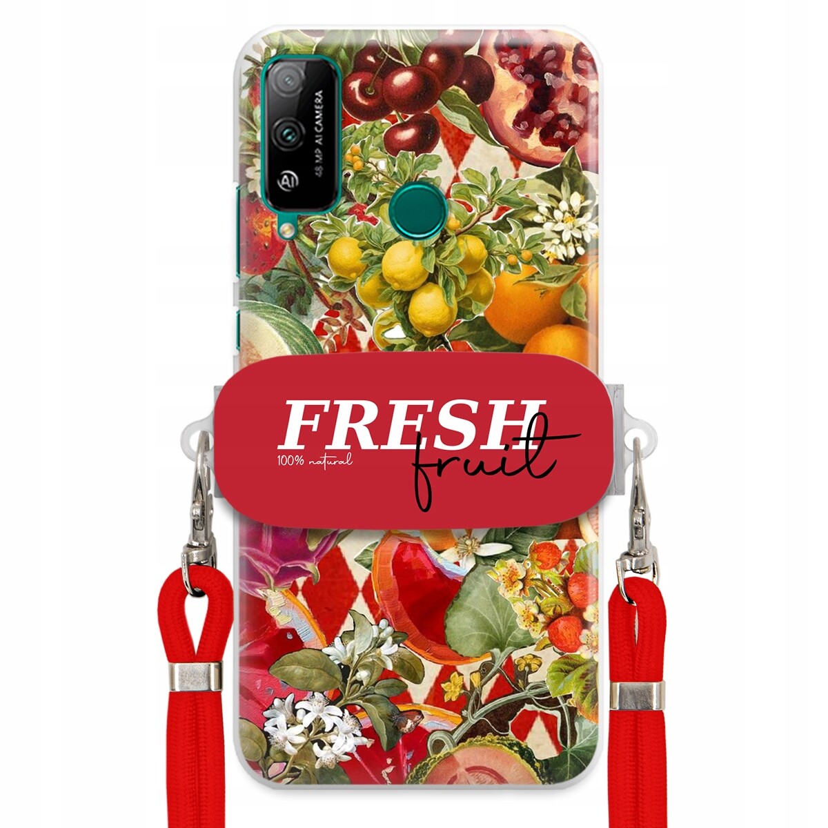 Pouzdro pro Huawei Honor Play 4T Červené Crossbody vodítko Držák Fresh Fruit
