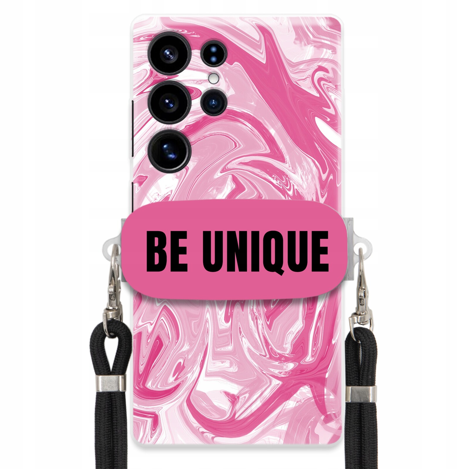 Pouzdro pro Samsung S25 Ultra Case úchytka na šňůrku Černá Růžová Mramorová Unique