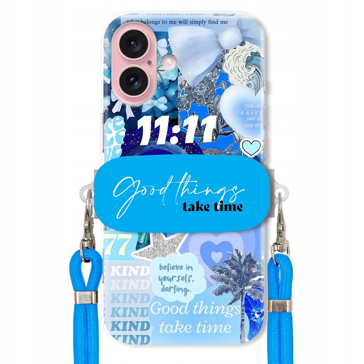 Pouzdro pro iPhone 16 Držák Crossbody vodítko Good Things Take Time Lata