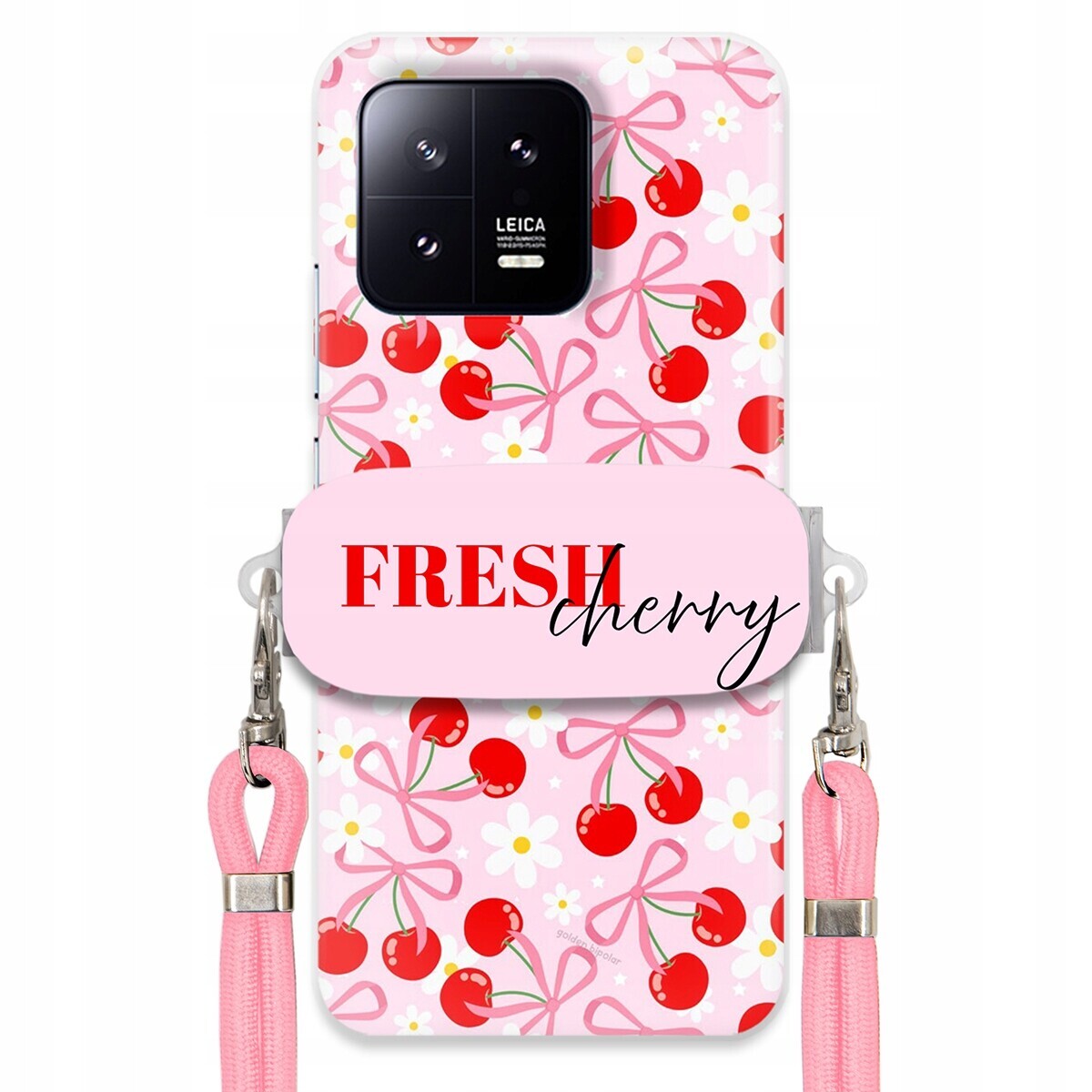 Pouzdro pro Xiaomi 13 Pro Držák Šňůrka Růžová Fresh Cherry Kokardy