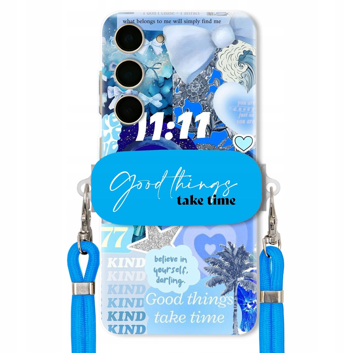 Pouzdro pro Samsung S24 Držák Crossbody vodítko Good Things Take Time Lata