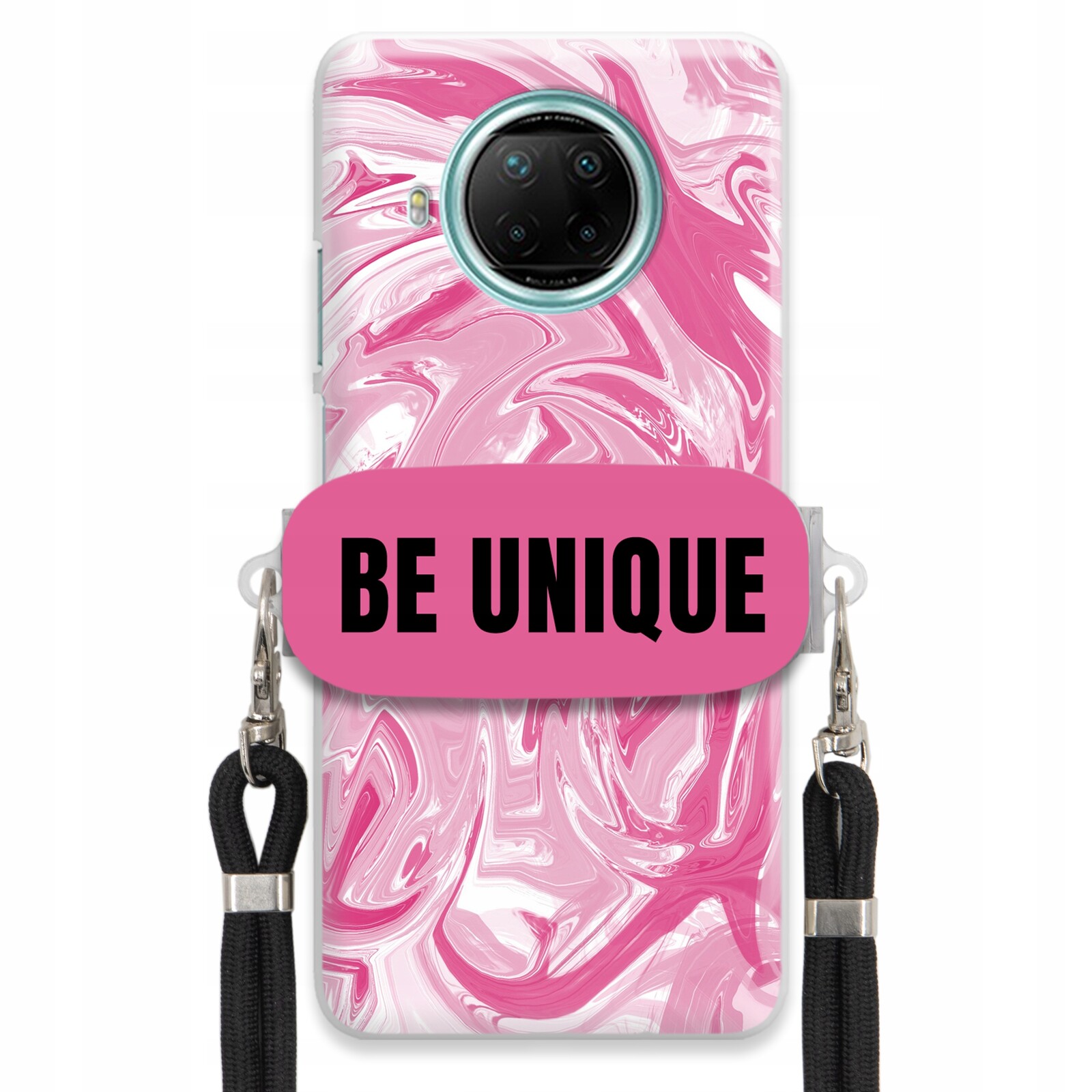 Pouzdro pro Xiaomi Redmi Note 9 5G Pouzdro úchytka Šňůrka Černá Růžová Mramor