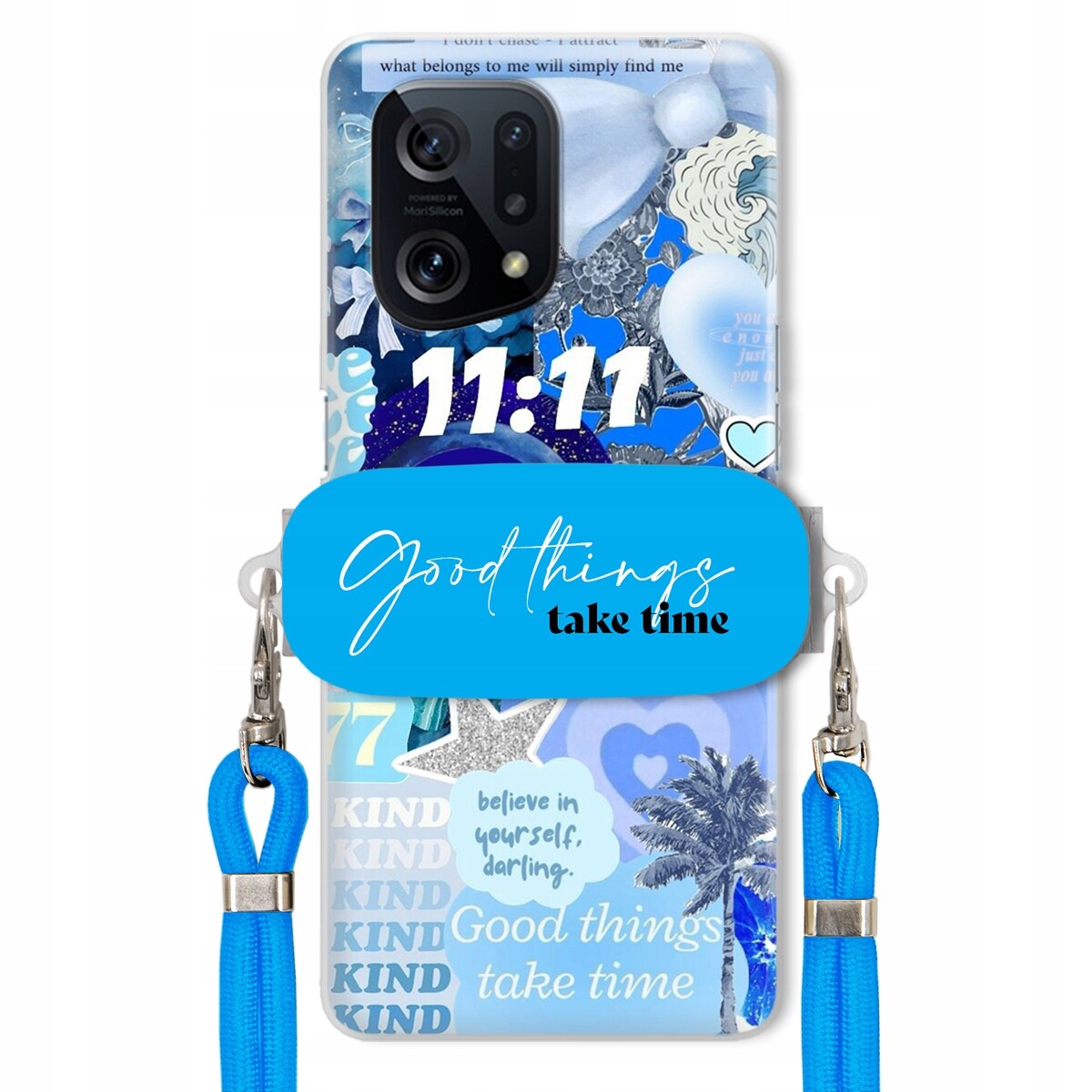 Pouzdro pro Oppo Find X5 Držák Vodítko Crossbody Good Things Take Time Lata