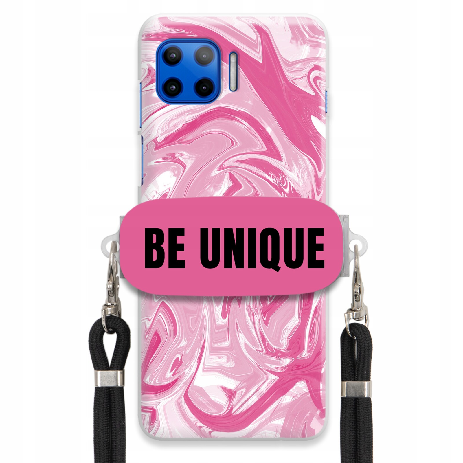 Pouzdro pro Motorola G 5G Plus Case Uchytky Šňůrka Černá Růžová Mramorová Unikátní
