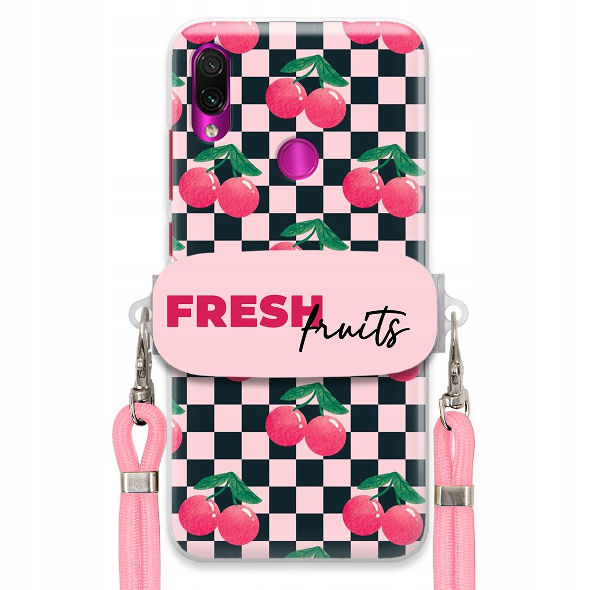 Pouzdro pro Xiaomi Redmi Note 7 Růžové vodítko Funkční držák Fresh Fruits