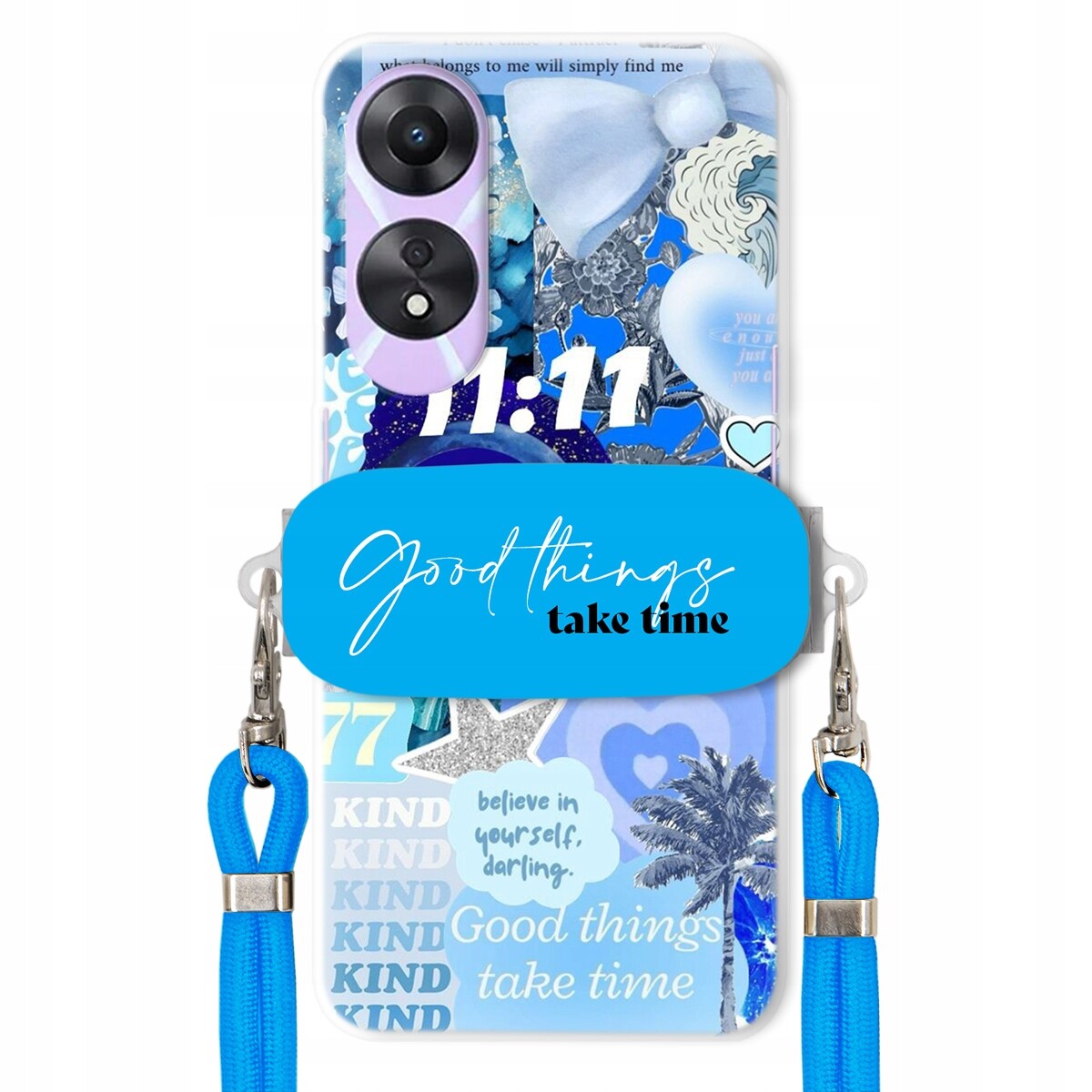 Pouzdro pro Oppo A78 5G Držák Crossbody vodítko Good Things Take Time Lata