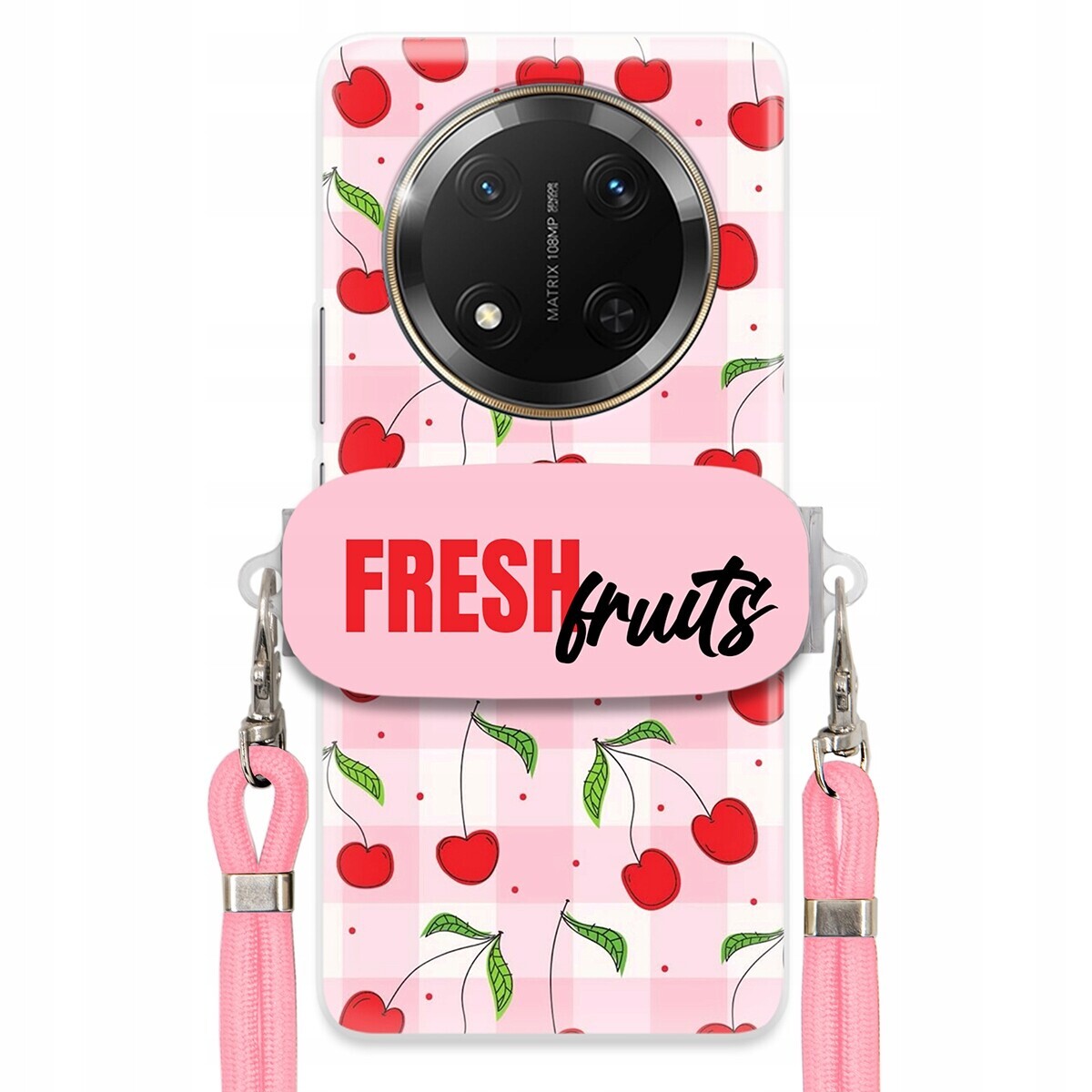 Pouzdro pro Honor Magic 7 Lite Case Držák Šňůrka Růžová Fresh Fruits Mřížka