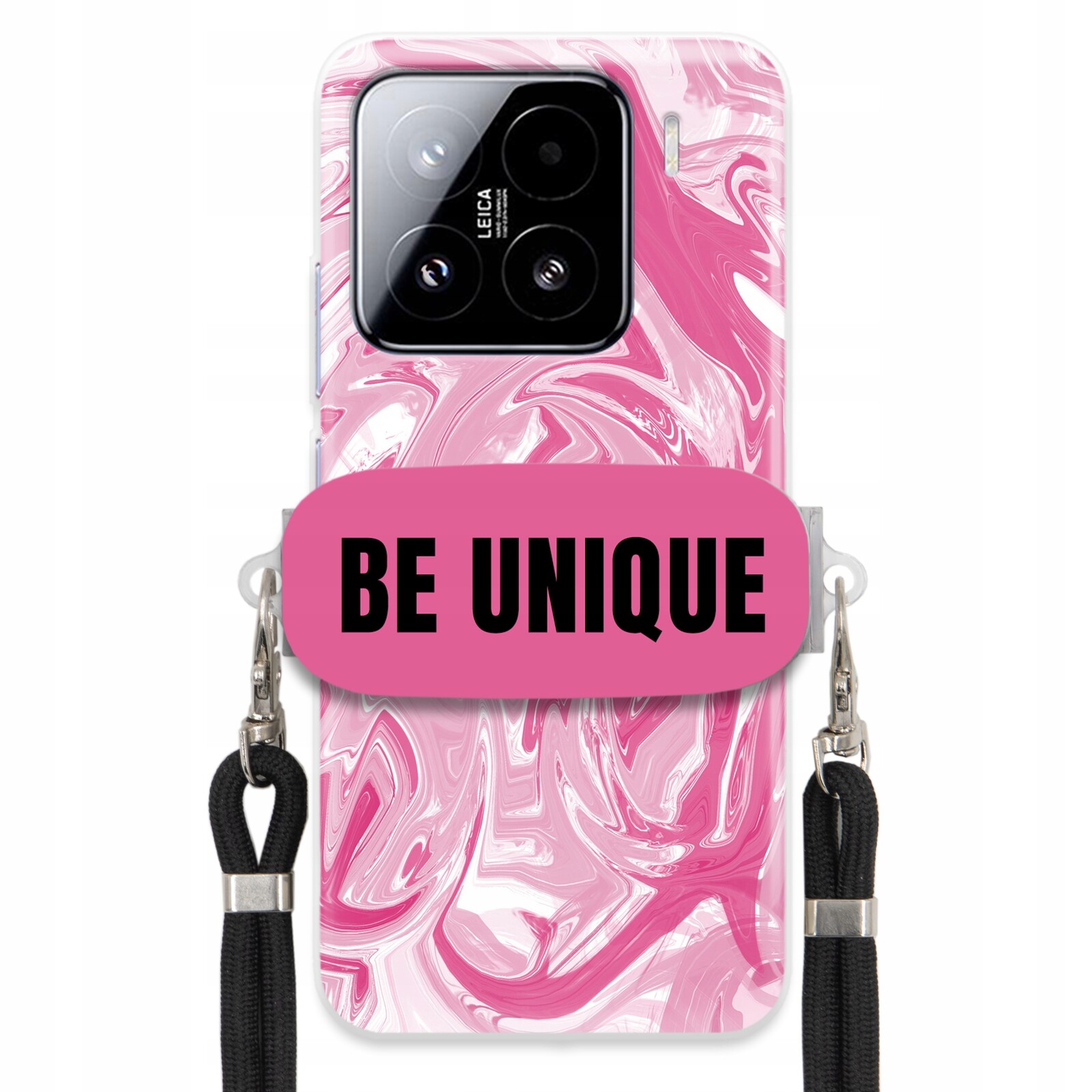 Pouzdro pro Xiaomi 15 Pouzdro úchyt šňůrka Černá Růže Mramor Unique