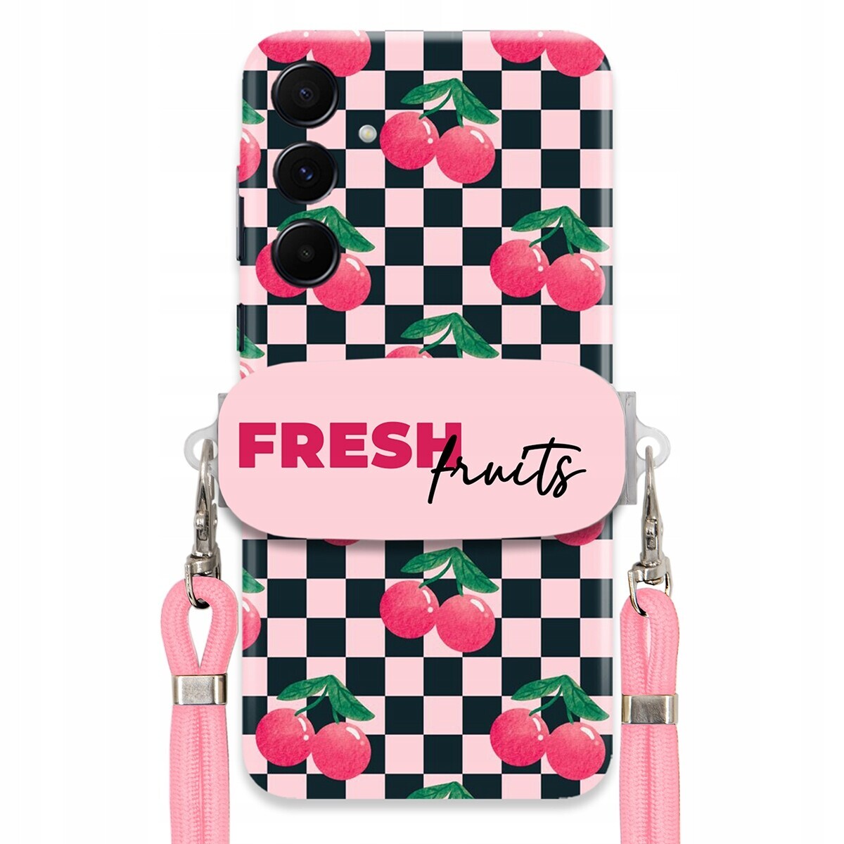 Pouzdro pro Samsung A55 5G Crossbody vodítko držák Šachovnice Fresh Fruits