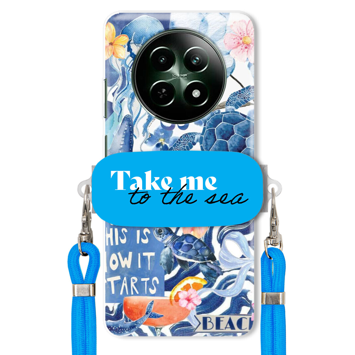 Pouzdro pro Realme 12 5G Premium Vodítko modré Držák Take Me To The Sea