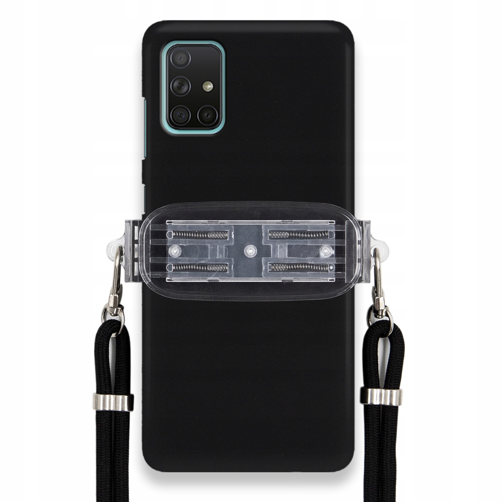 Pouzdro Pro Samsung A71 Smooth Case Ochranný Univerzální Držák Černá Šňůrka