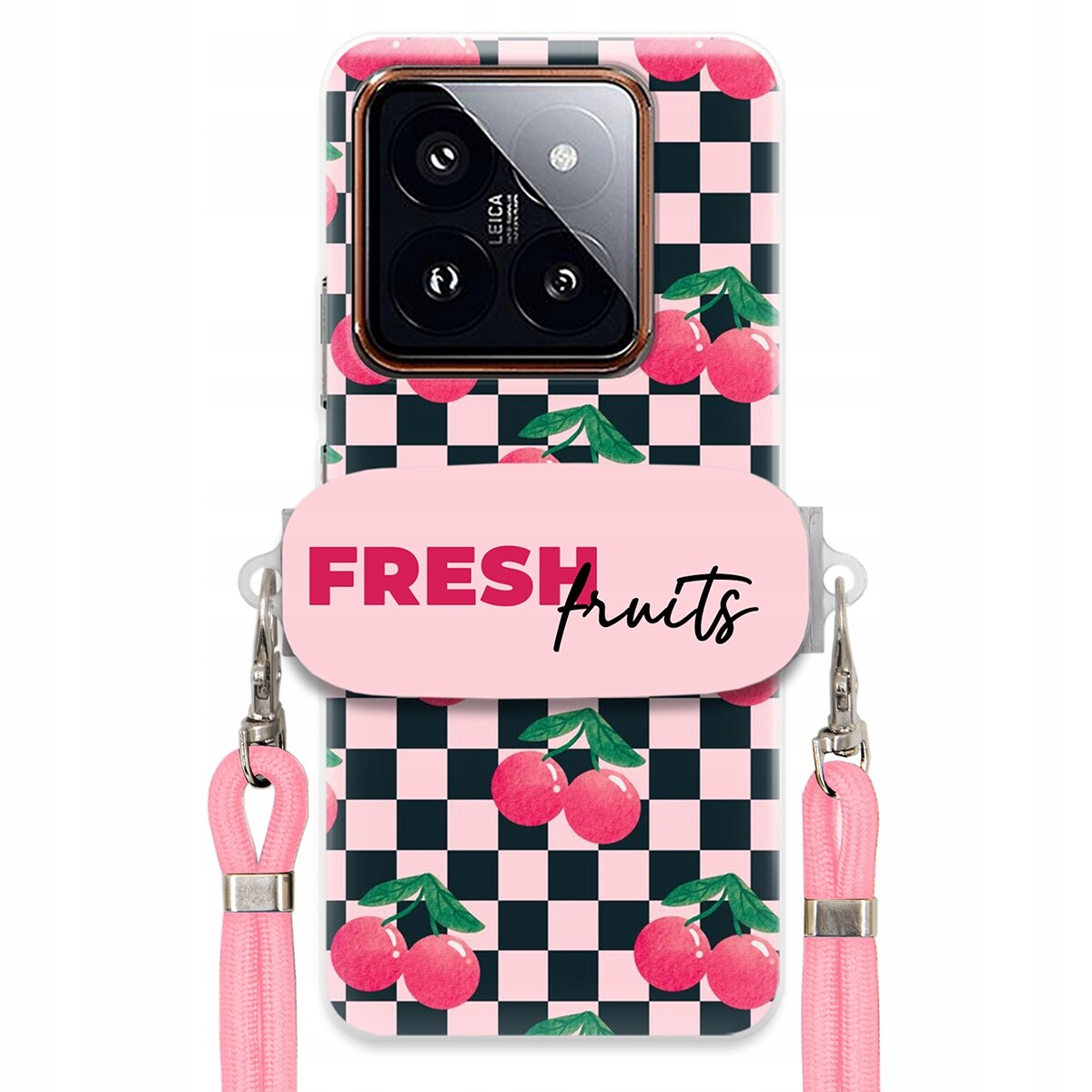 Pouzdro pro Xiaomi 14 Pro Růžové vodítko Funkční držák Fresh Fruits Módní