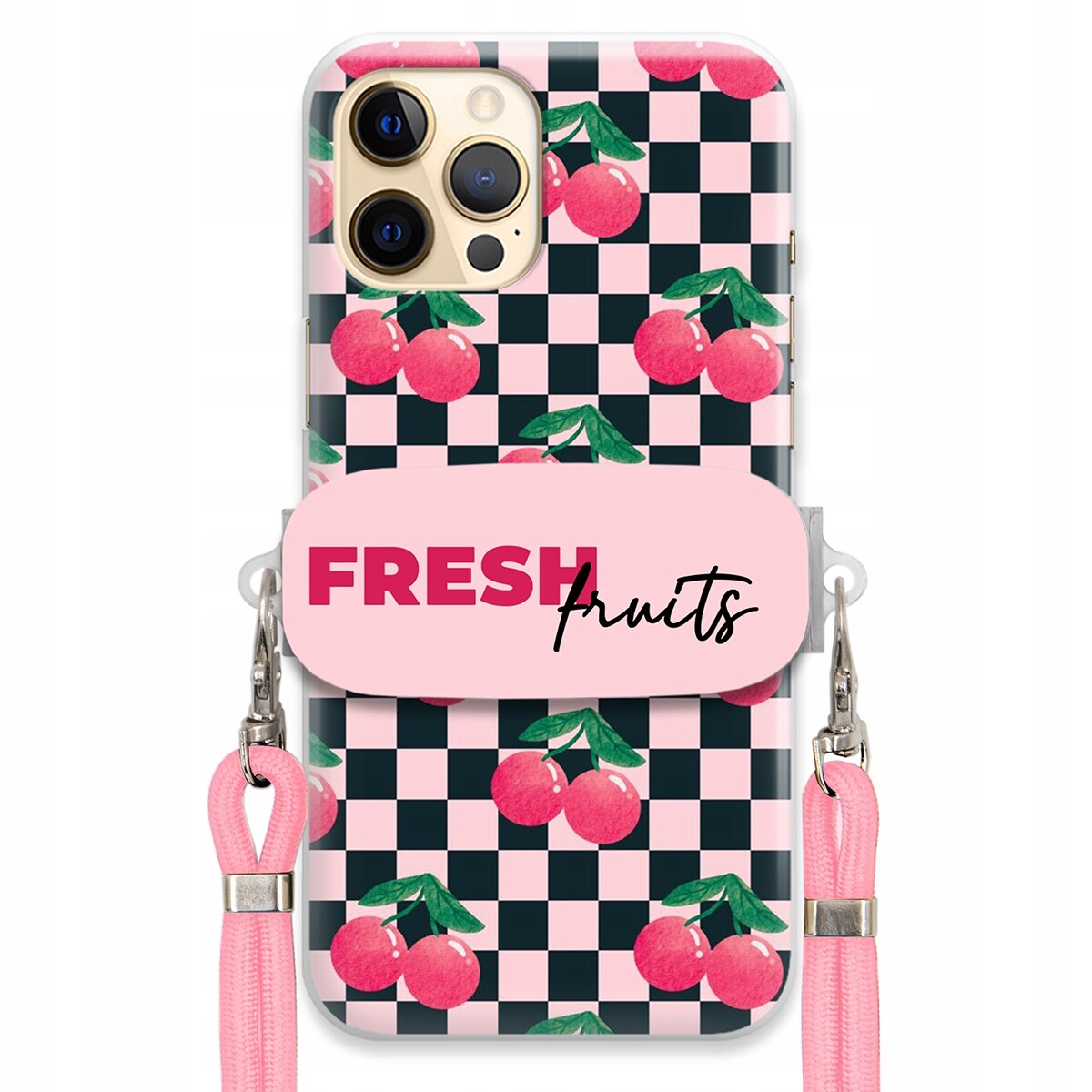 Pouzdro pro iPhone 12 Pro Max Crossbody vodítko držák na šachovnici Fresh Fruits