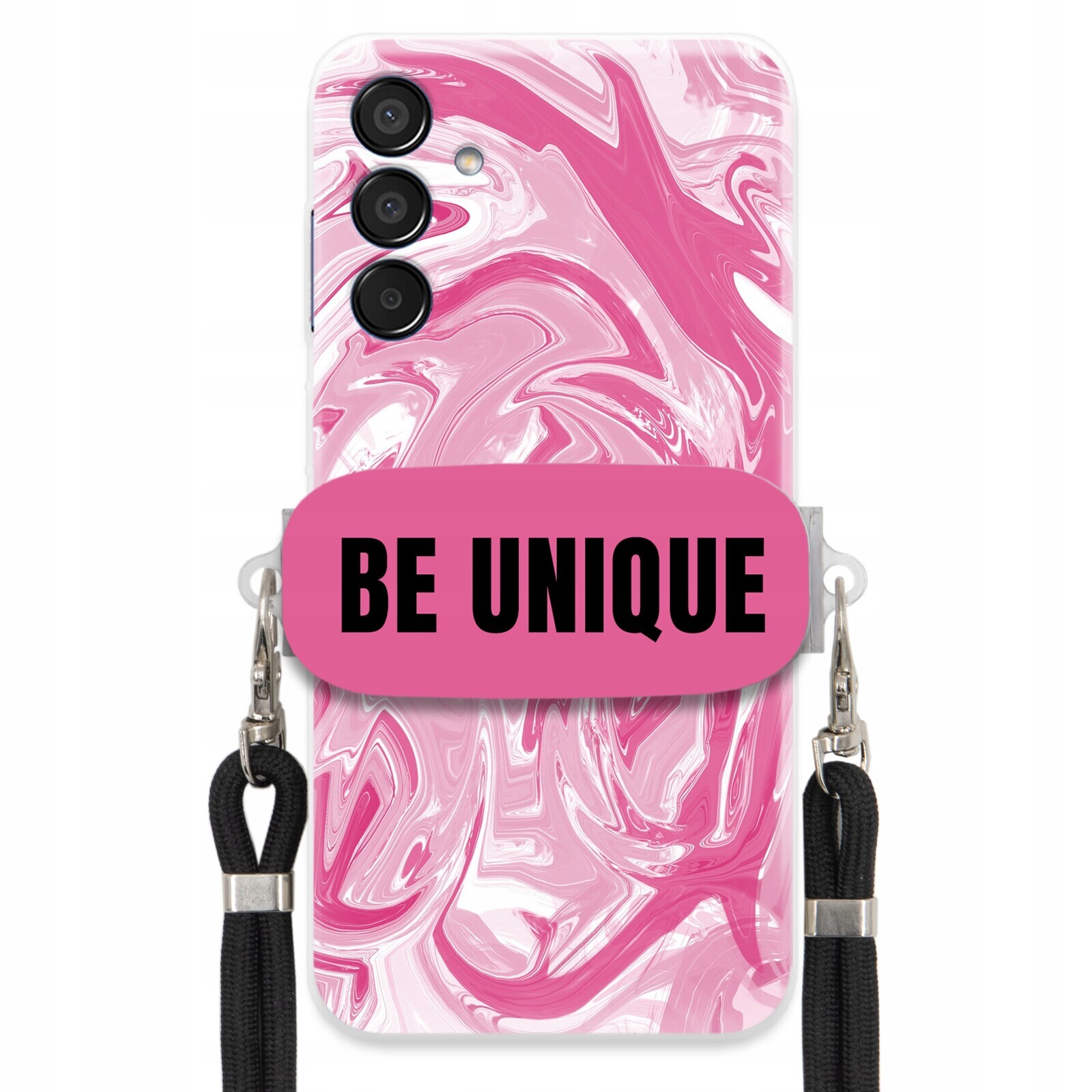 Pouzdro pro Samsung M15 5G úchytka na šňůrku Černá Růžová Mramorová Be Unique