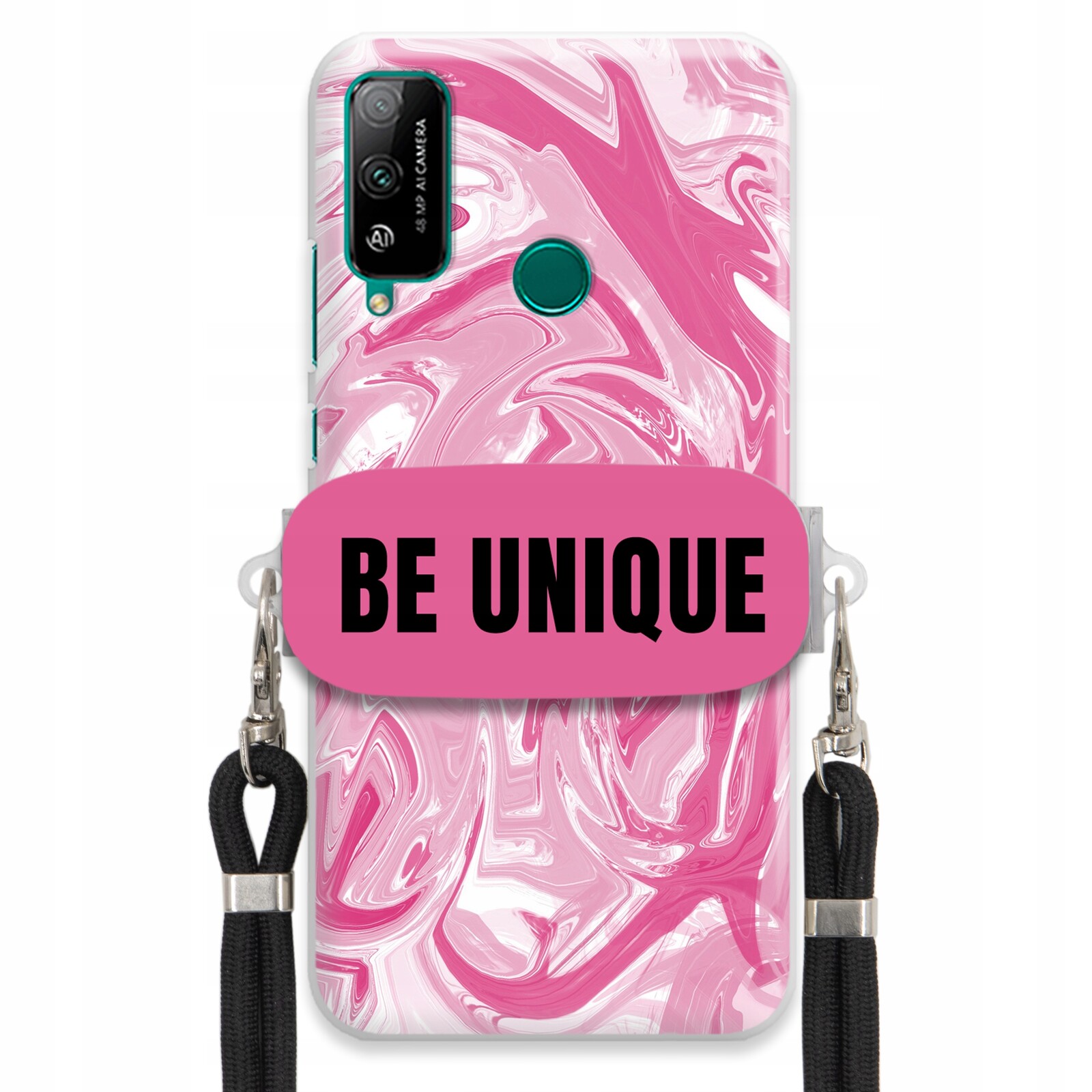 Pouzdro pro Huawei Honor Play 4T Case úchytka Šňůrka Černá Růže Mramor Unique