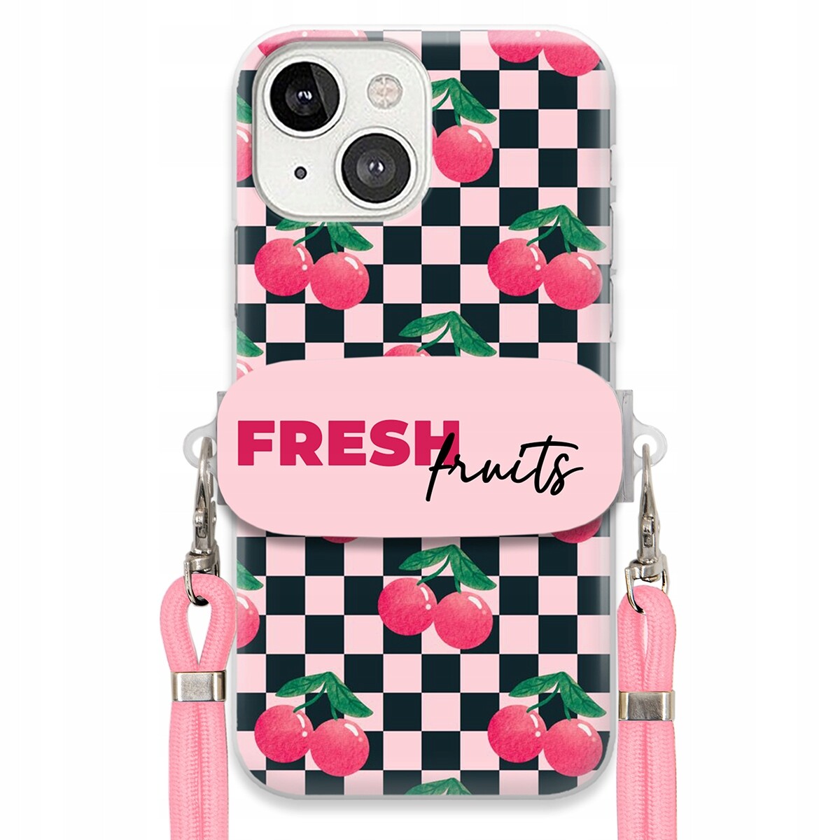 Pouzdro pro iPhone 13 Vodítko Pink Crossbody Funkční rukojeť Fresh Fruits