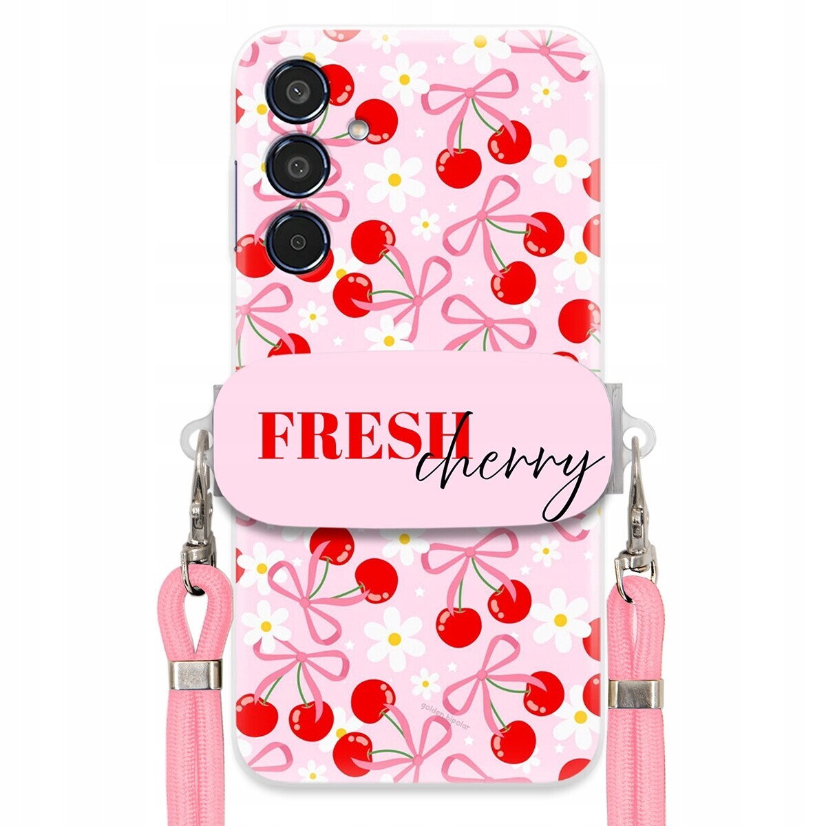 Pouzdro pro Samsung M35 5G Case Držák Šňůrka Růžová Fresh Cherry Mašle