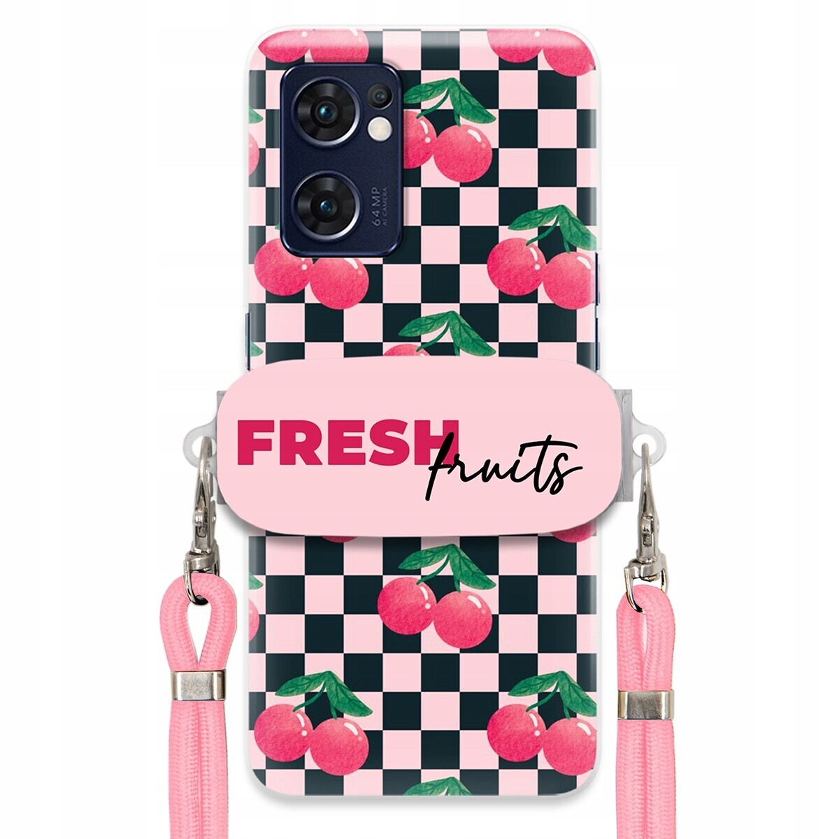 Pouzdro pro Oppo Reno 7 5G Crossbody vodítko Držák Šachovnice Fresh Fruits