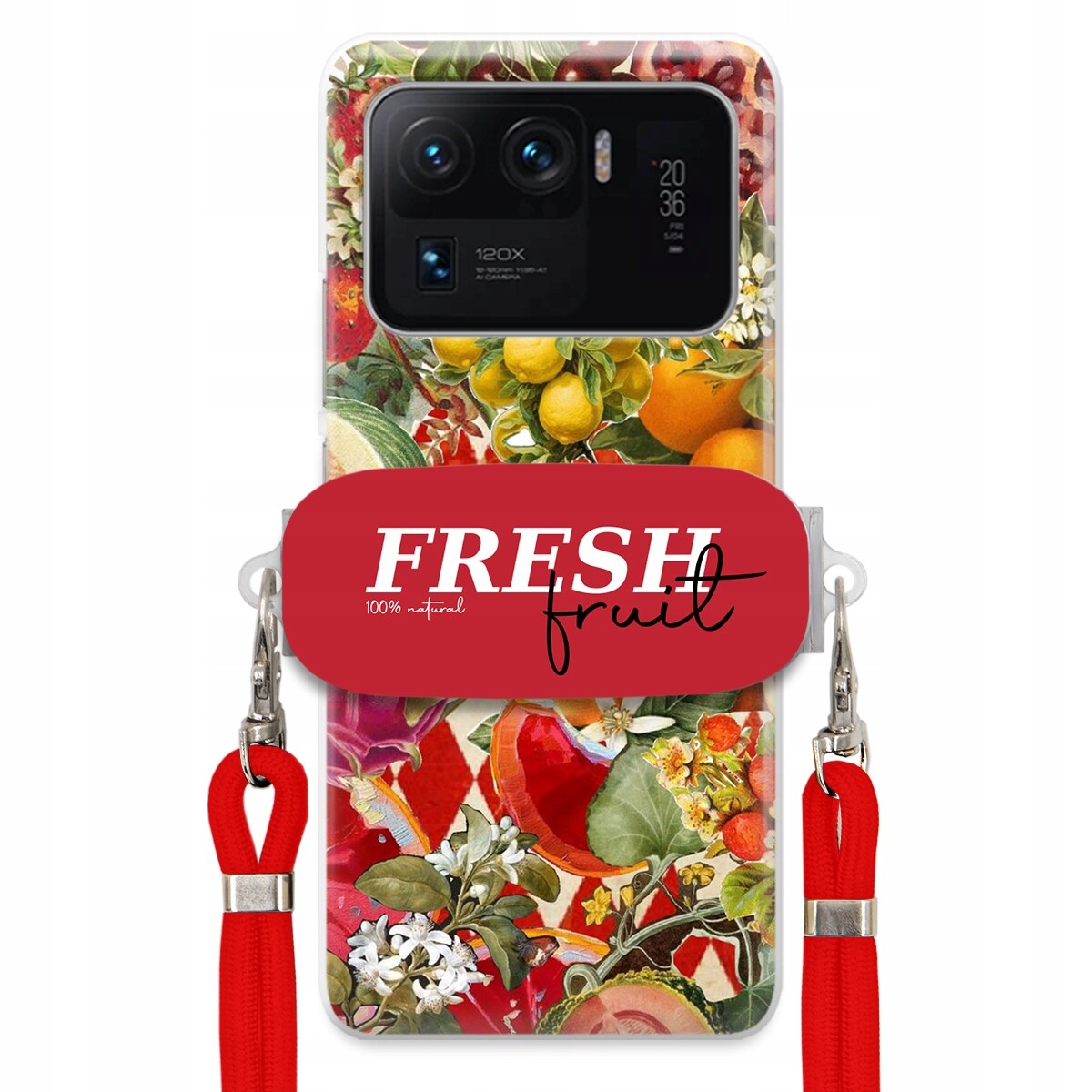 Pouzdro pro Xiaomi Mi 11 Ultra Červené Crossbody vodítko Držák Fresh Fruit