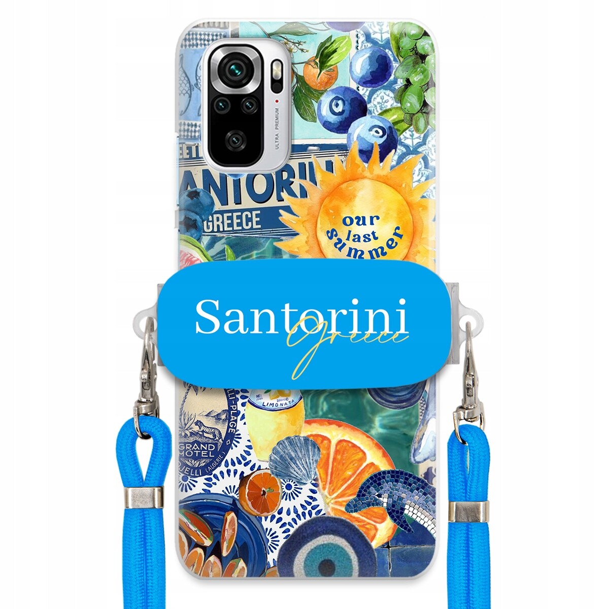 Pouzdro pro Xiaomi Redmi Note 10S Modré vodítko držák Santorini Sea Vibes