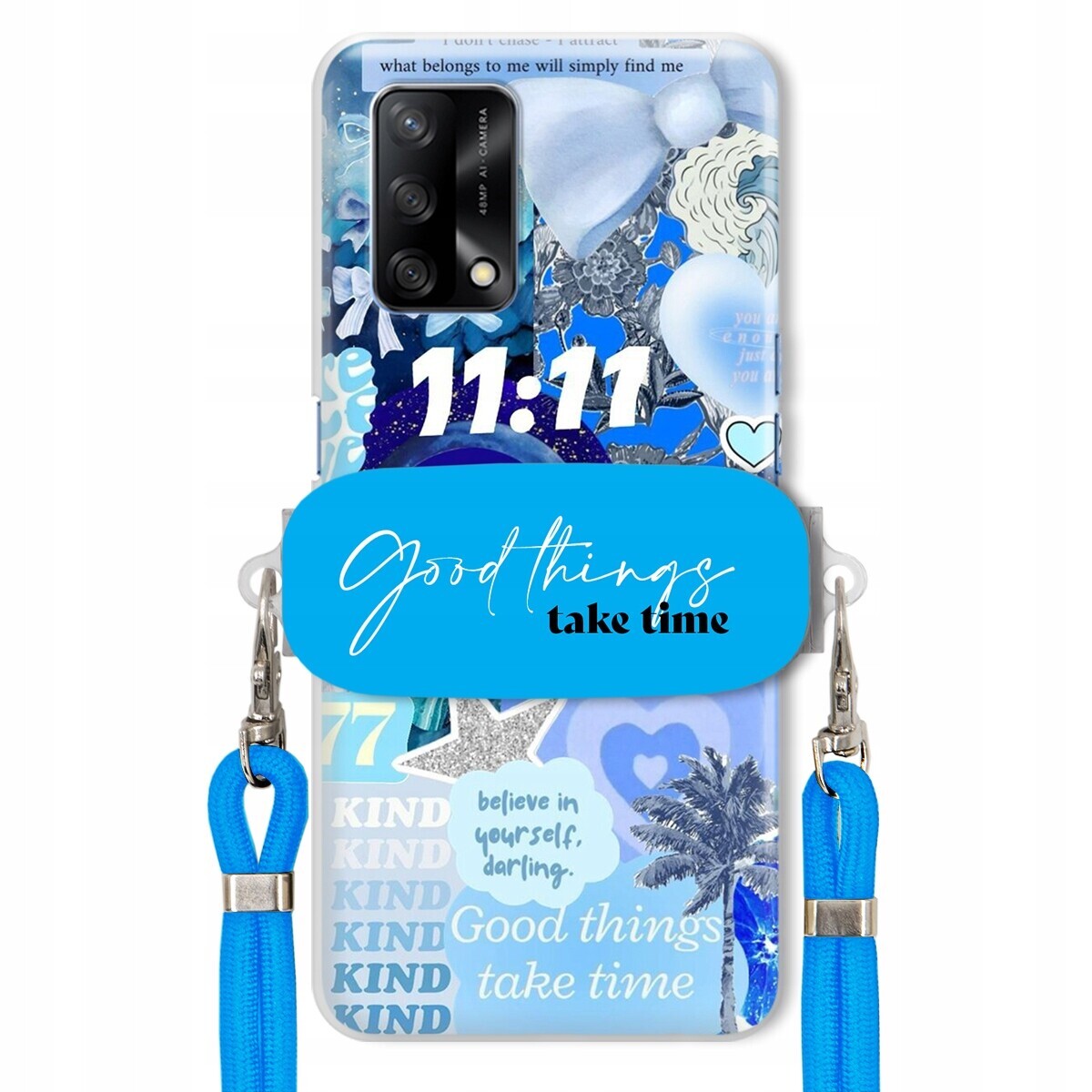 Pouzdro pro Oppo A74 4G Držák Vodítko Crossbody Good Things Take Time Lata