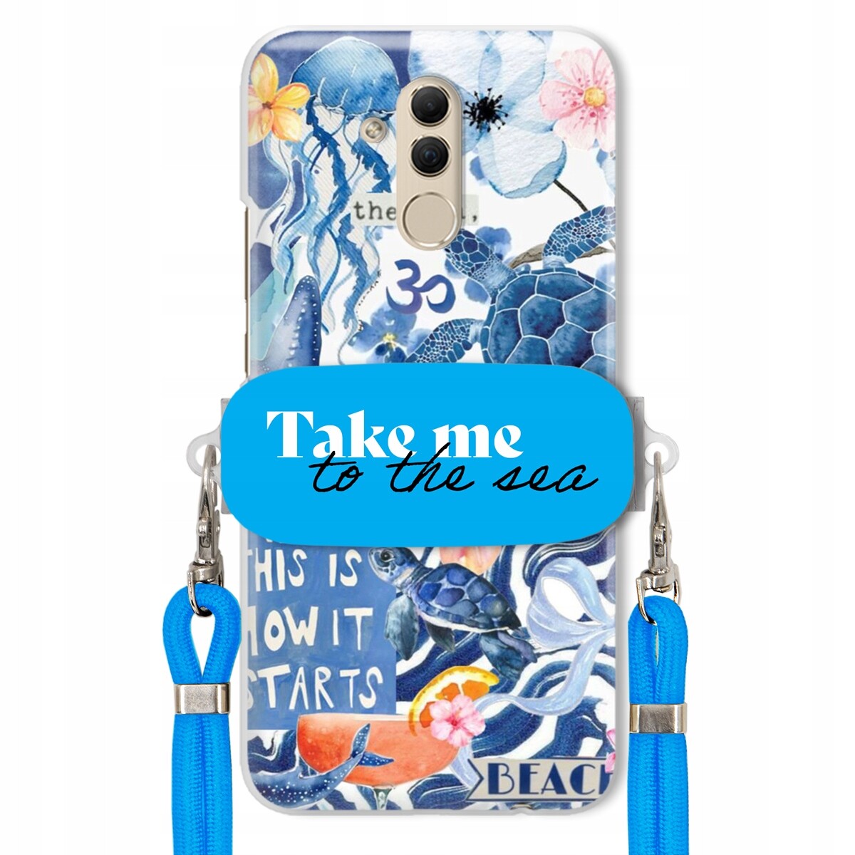 Pouzdro pro Huawei Mate 20 Lite Premium Vodítko modré Držák Take Me To The Sea