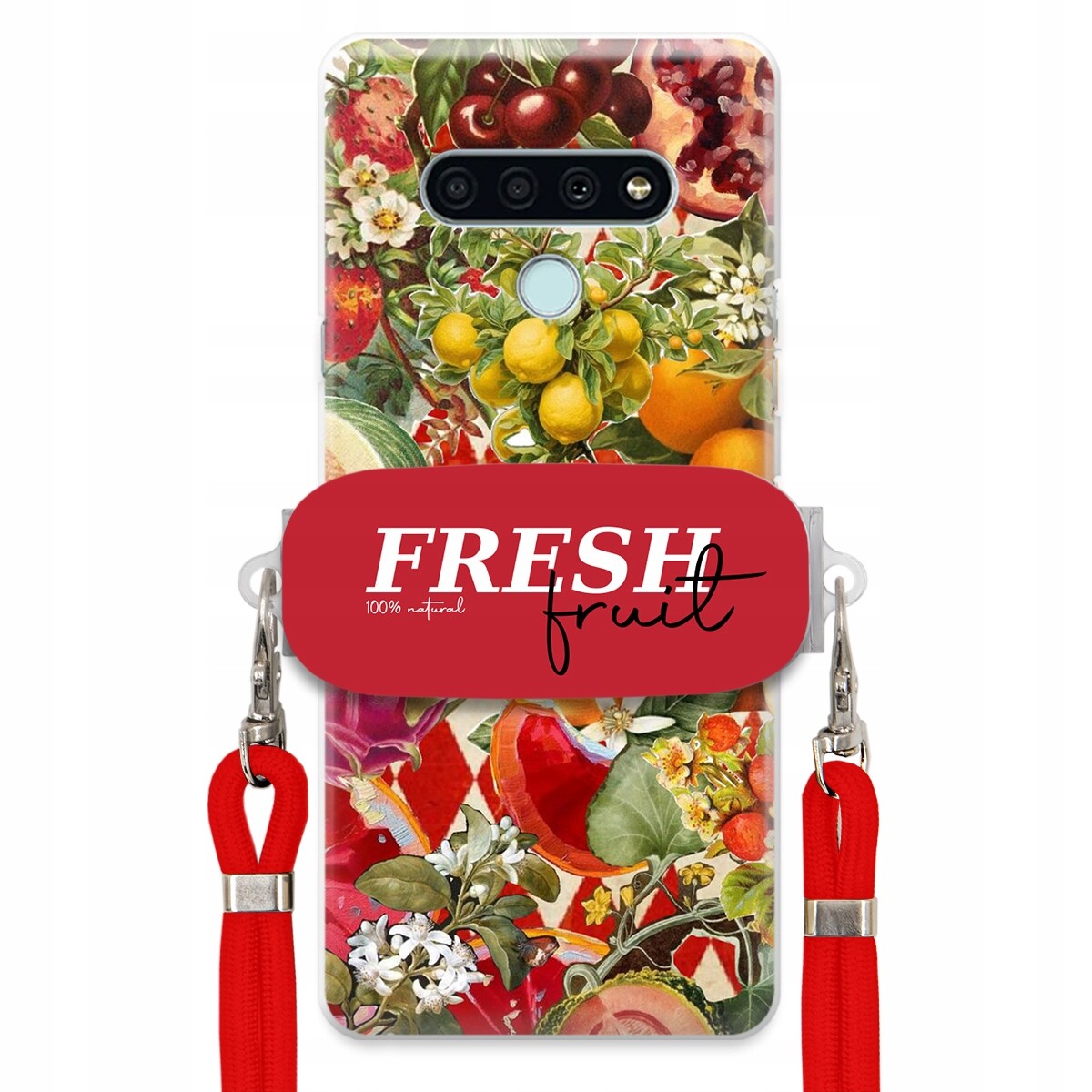 Pouzdro pro Lg K71 Červené Crossbody vodítko Držák Fresh Fruit Ovocný