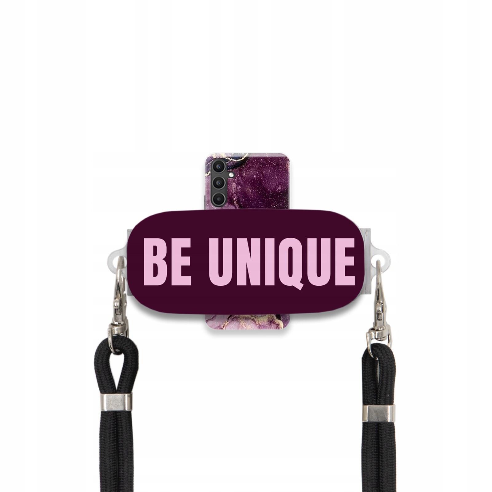 Pouzdro pro Samsung A34 5G úchytka pro šňůrku Černá Fialová Mramor Be Unique