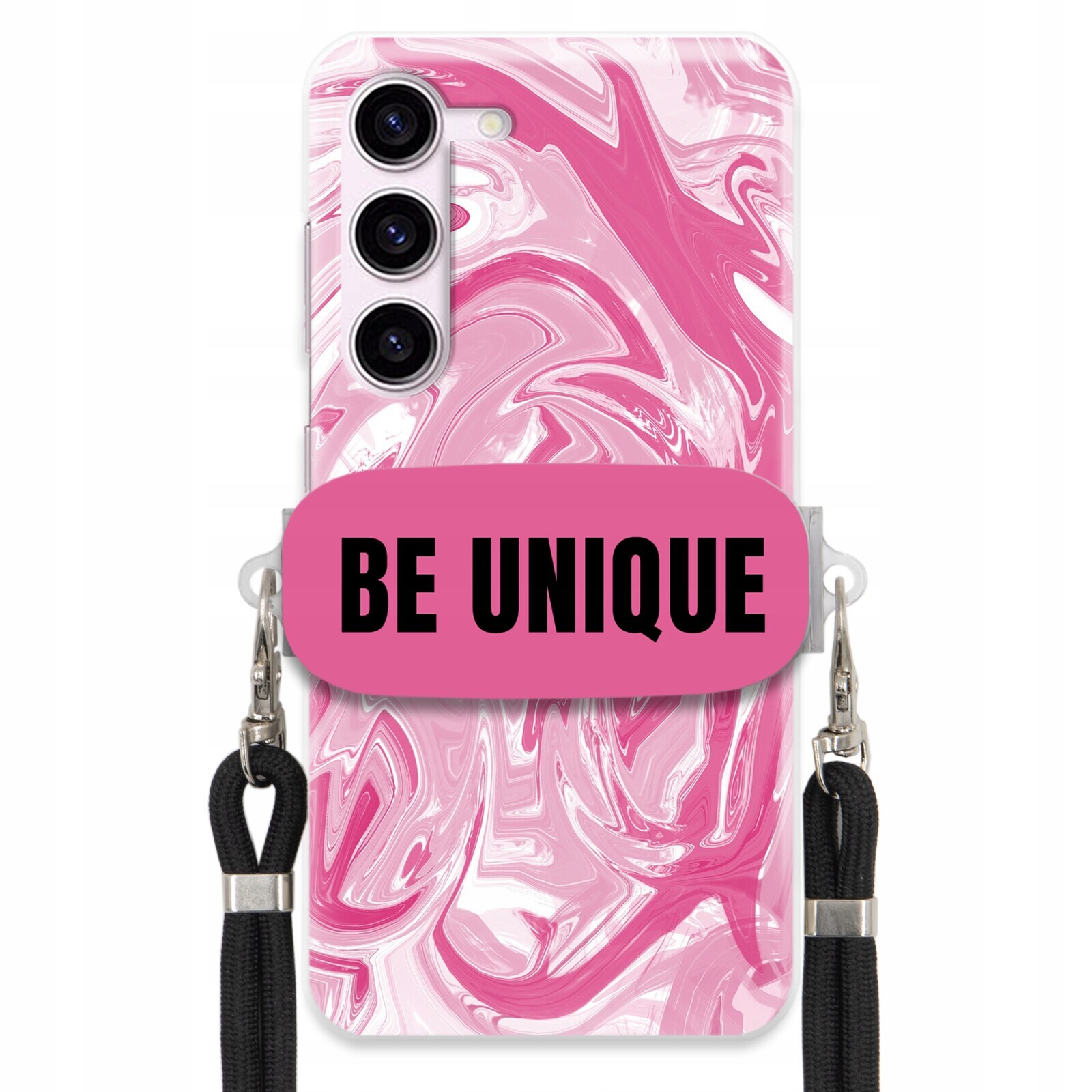 Pouzdro pro Samsung S23 Fe Case Uchytka Šňůrka Černá Růžová Mramor Be Unique
