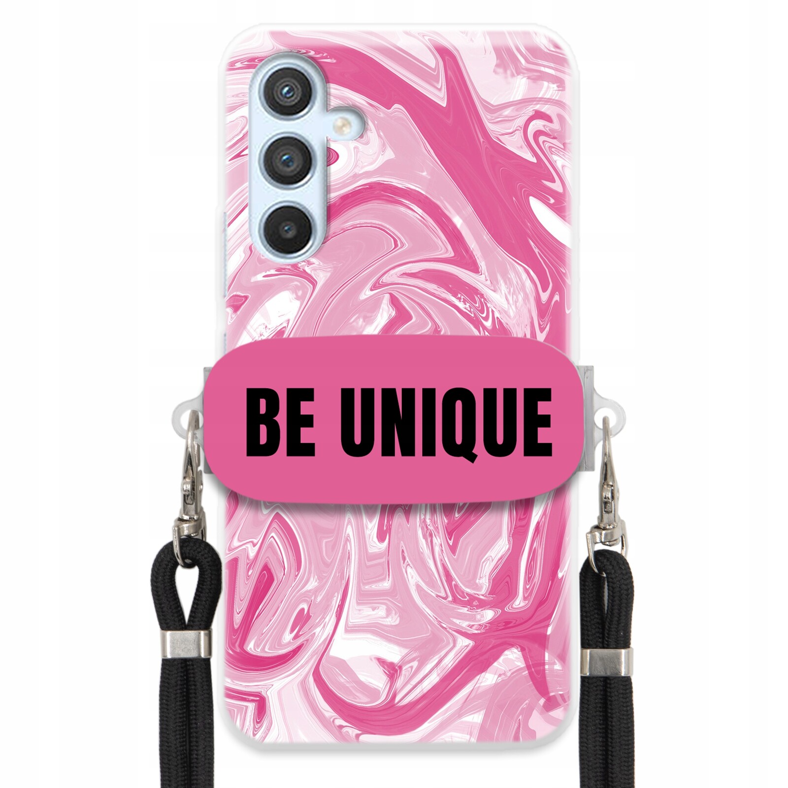 Pouzdro pro Samsung A25 5G úchytka na šňůrku Černá Růžová Mramorová Be Unique